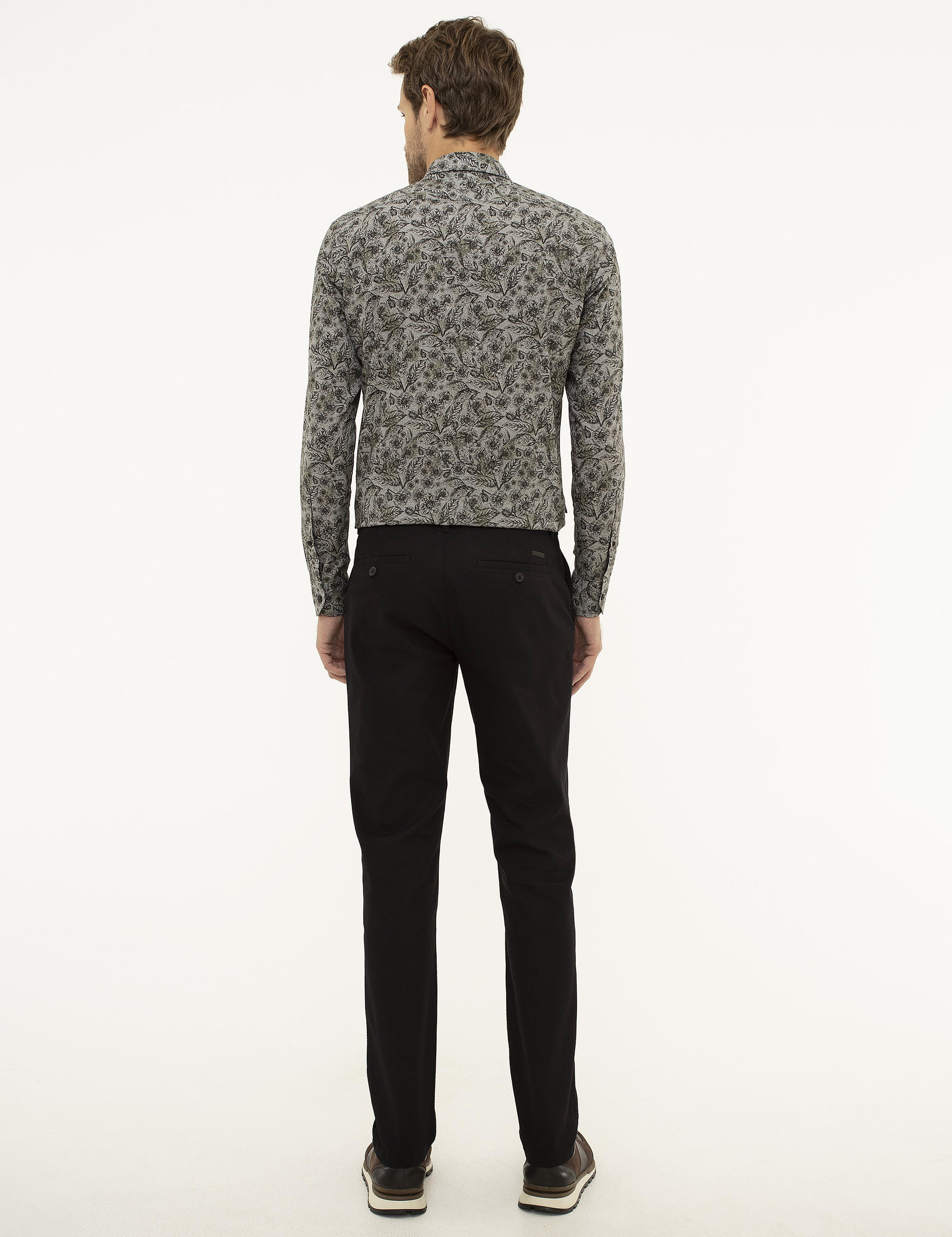 Siyah Slim Fit Kanvas Pantolon