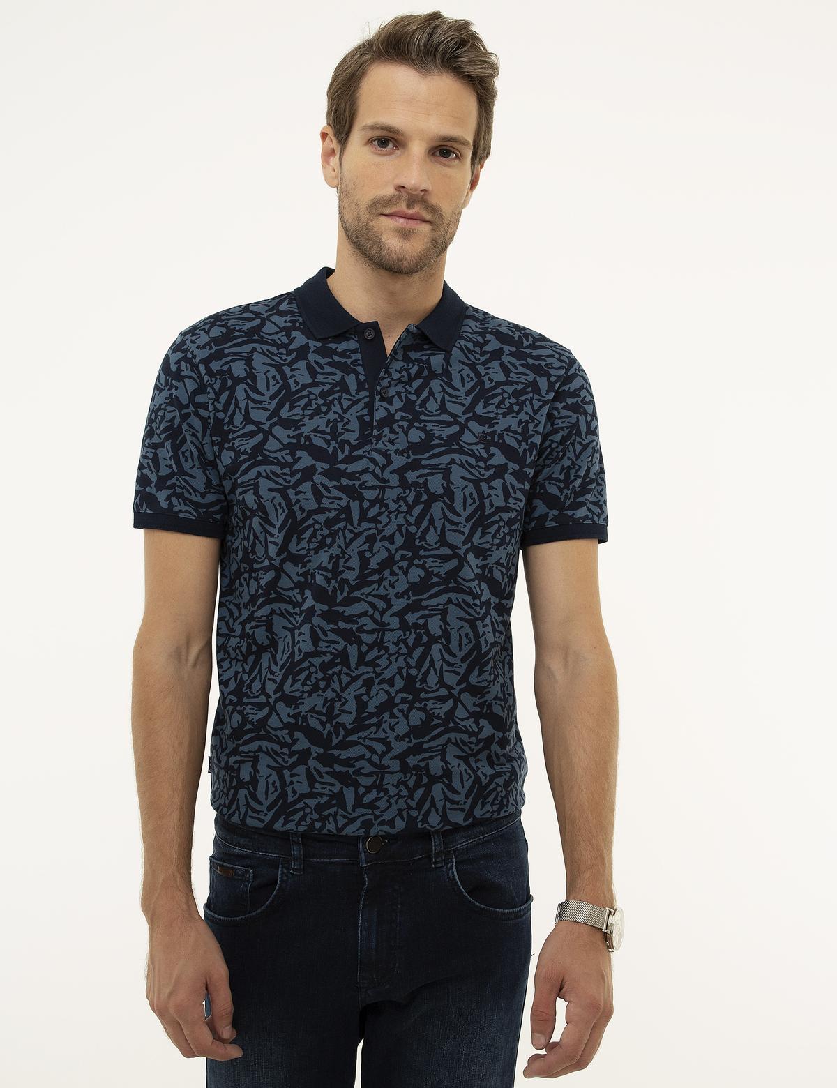 Lacivert Slim Fit Polo Yaka T-Shirt