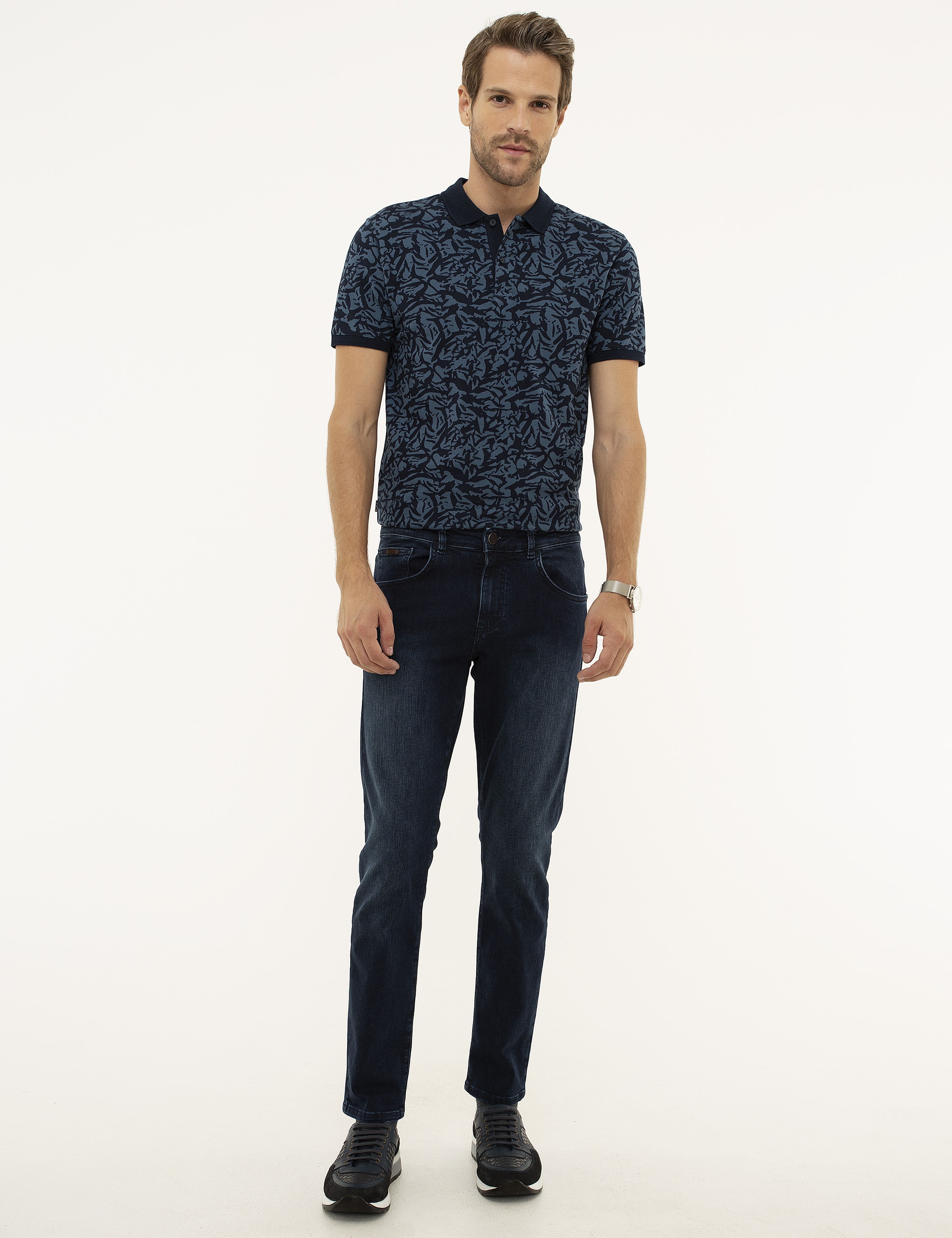 Lacivert Slim Fit Polo Yaka T-Shirt