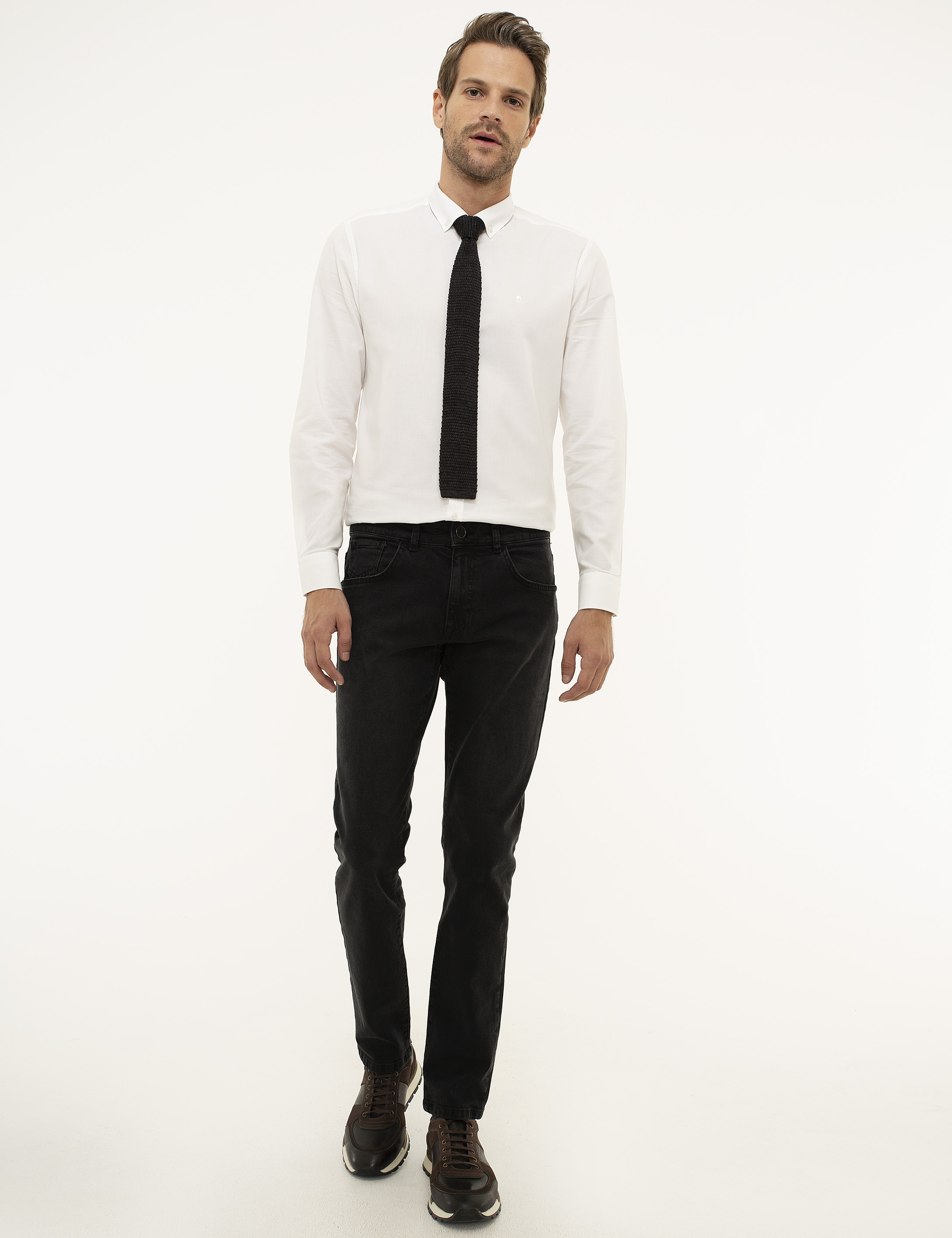 Antrasit Slim Fit Denim Pantolon - Image 1