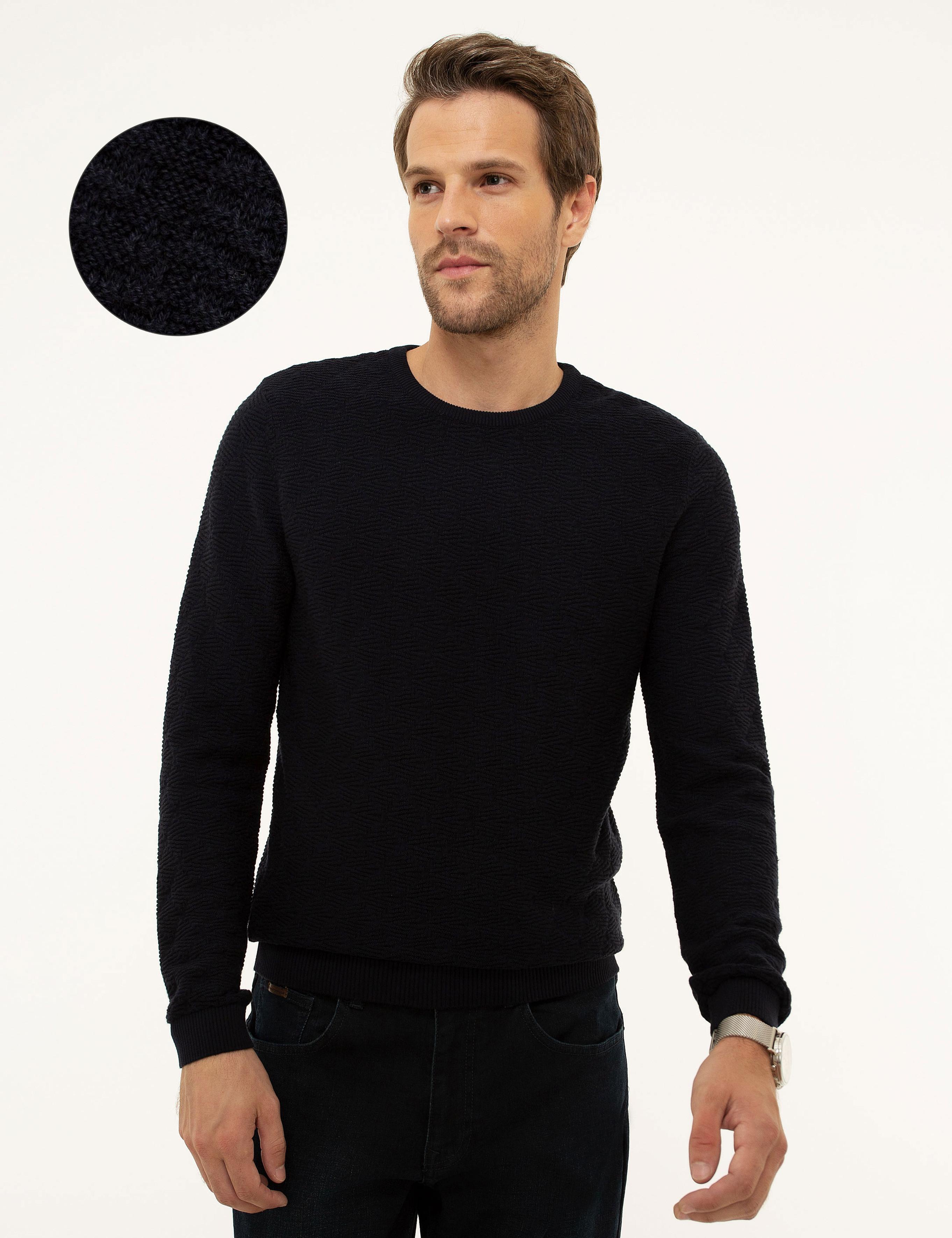 Koyu Lacivert Slim Fit Triko Kazak