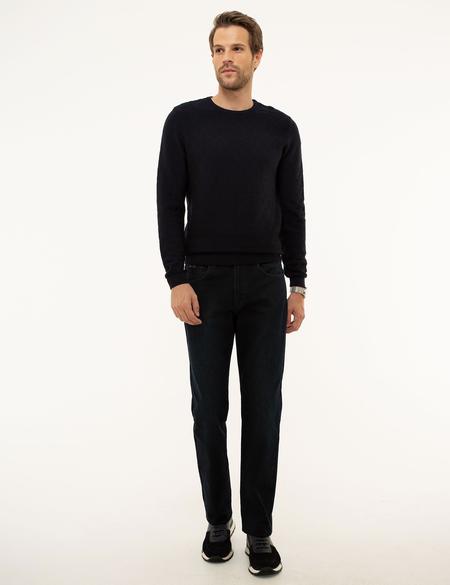 Koyu Lacivert Slim Fit Triko Kazak - 50213425045