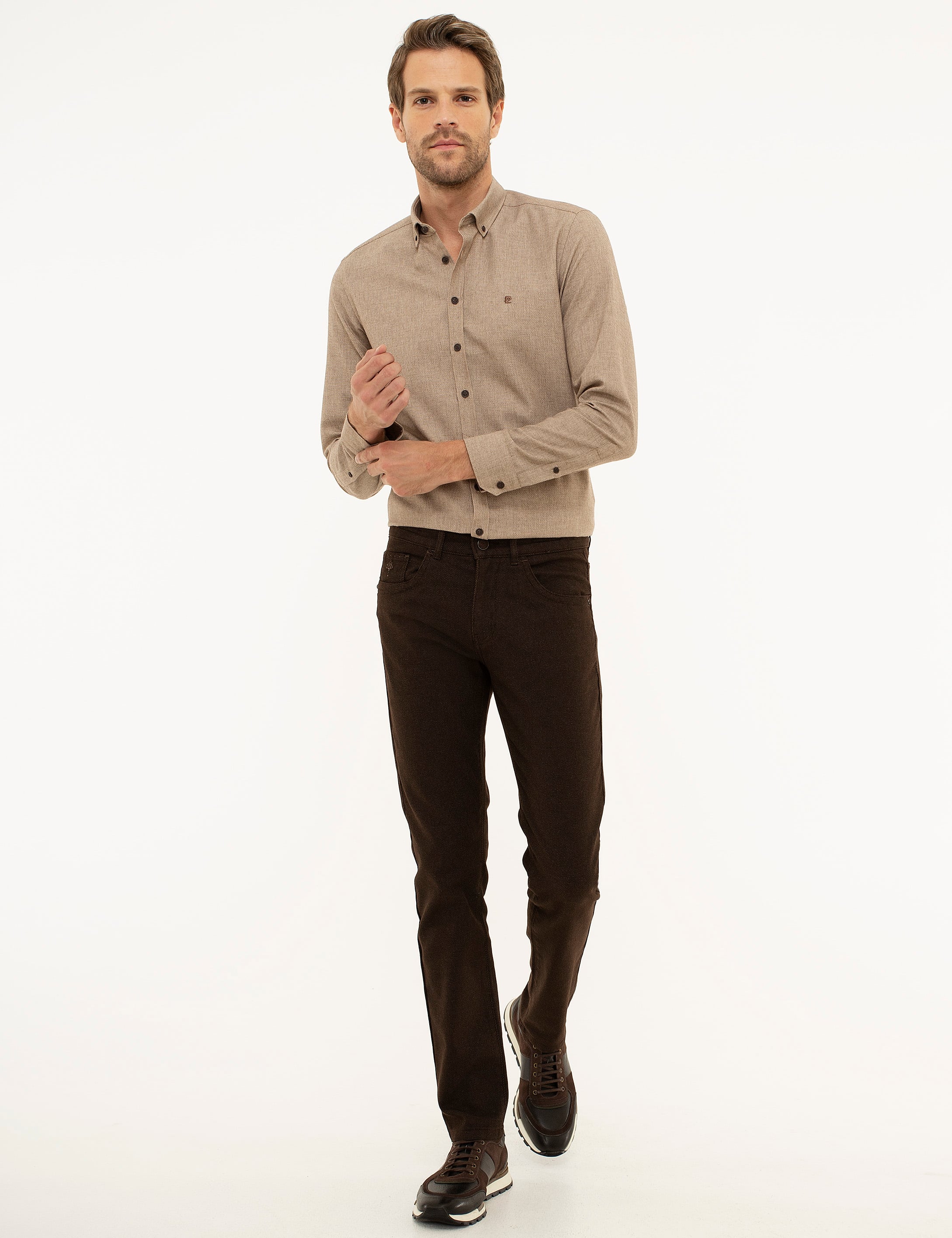 Kahverengi Slim Fit Kanvas Pantolon