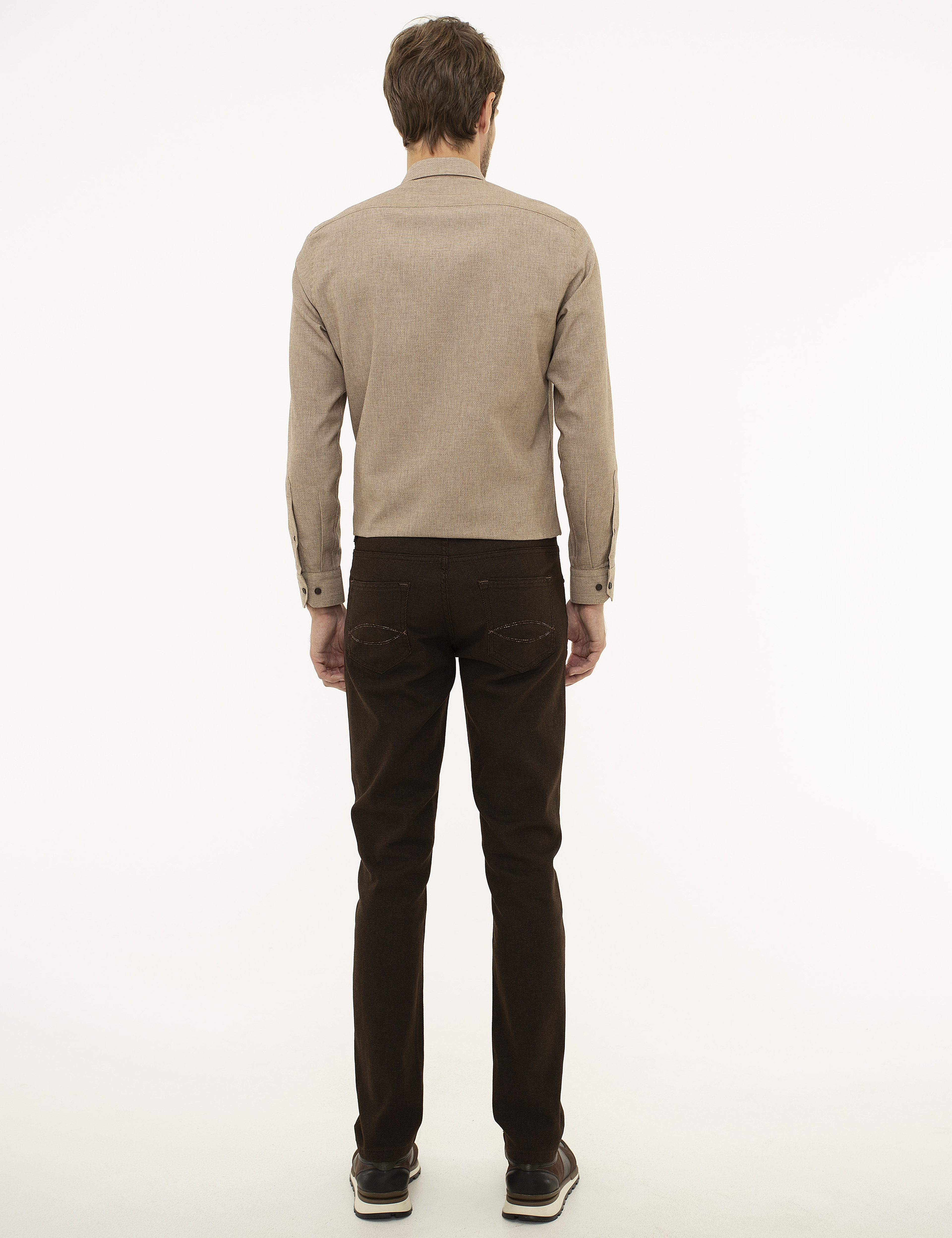 Kahverengi Slim Fit Kanvas Pantolon