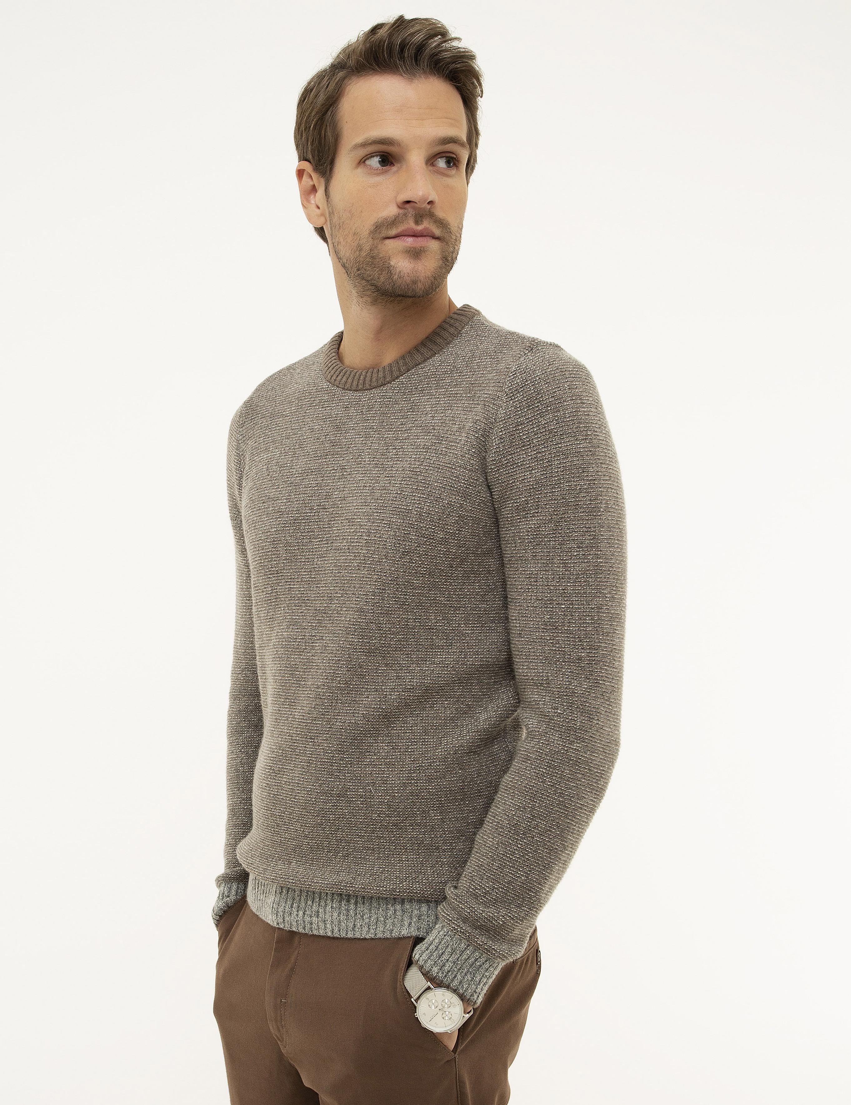 Açık Gri Slim Fit Kazak