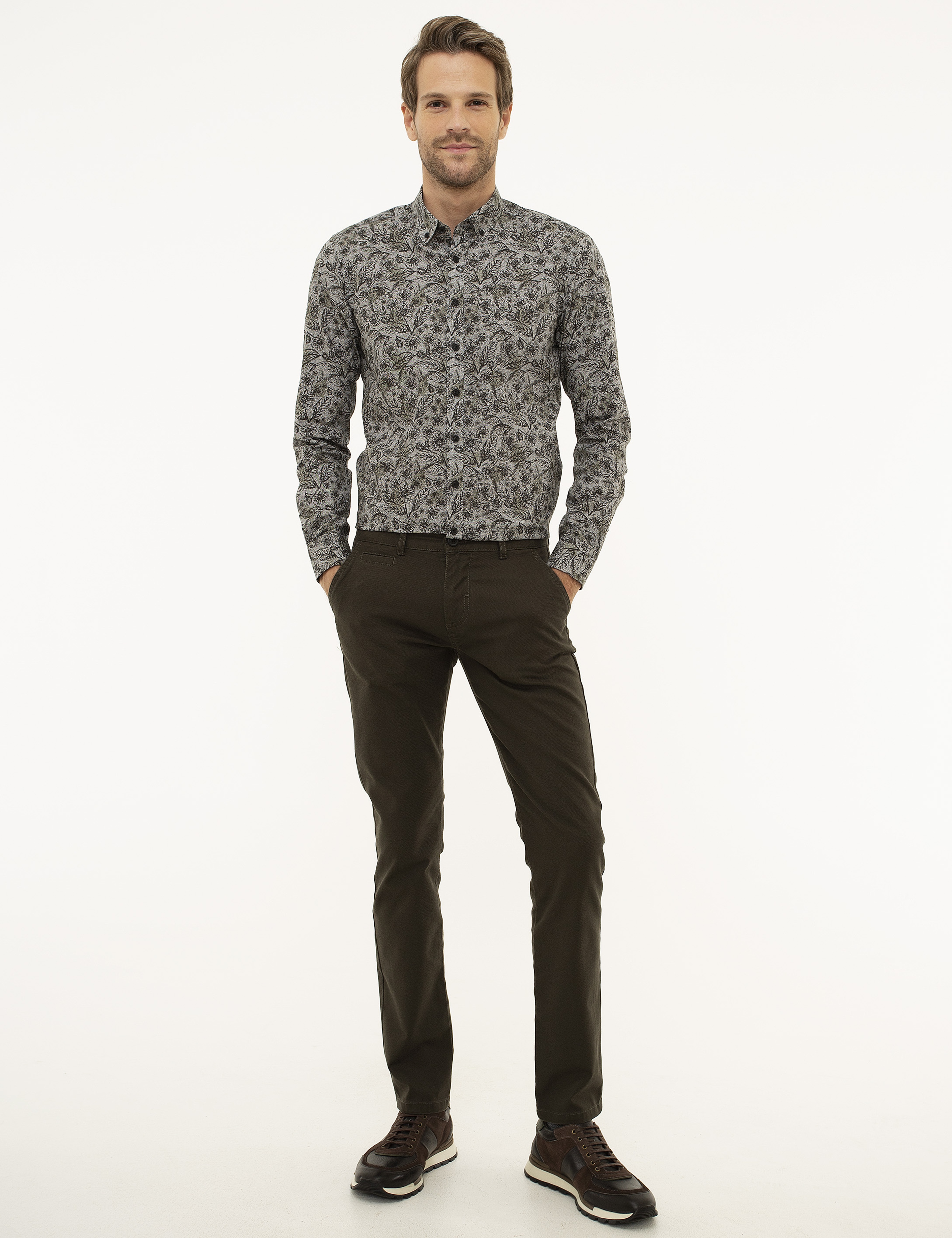 Siyah Slim Fit Uzun Kollu Gömlek - Image 5
