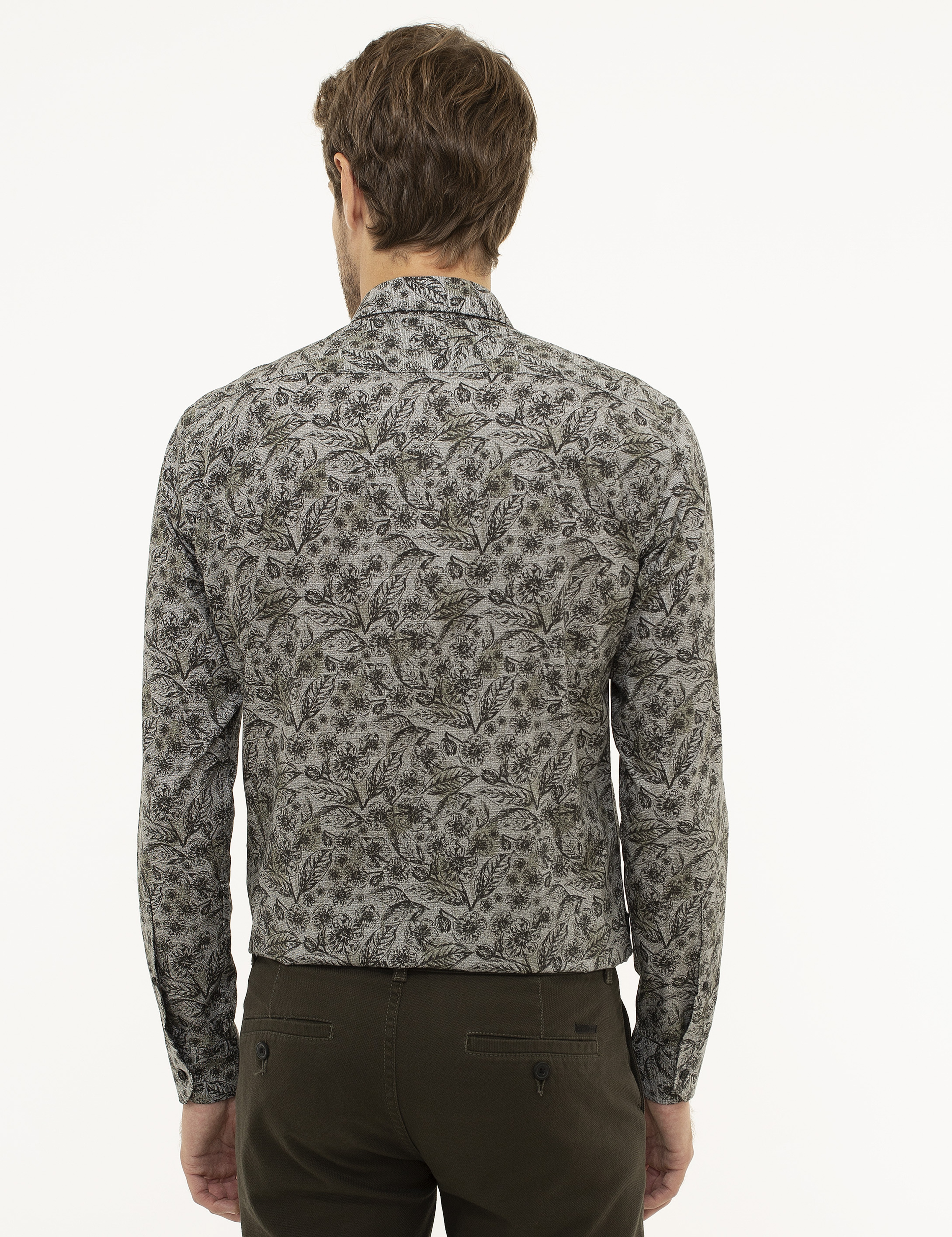 Siyah Slim Fit Uzun Kollu Gömlek - Image 4