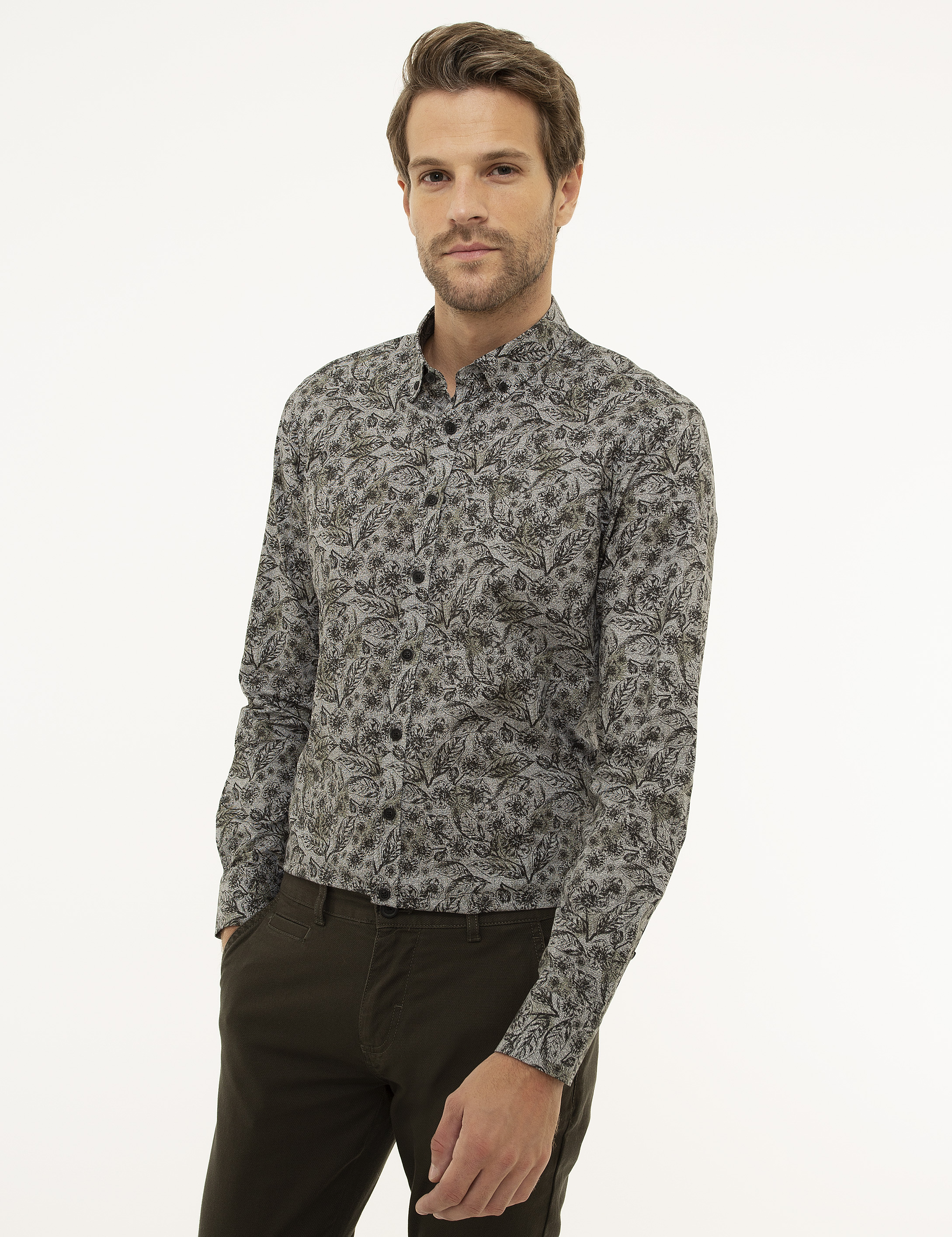 Siyah Slim Fit Uzun Kollu Gömlek