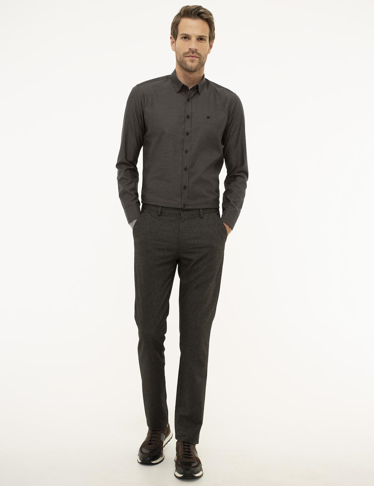 Kahverengi Slim Fit Kanvas Pantolon