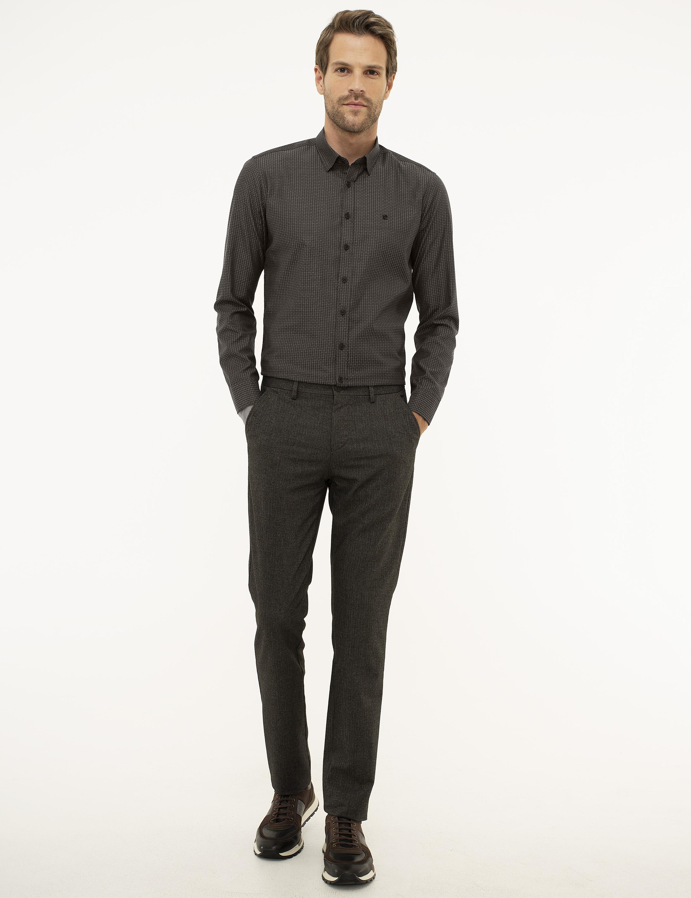 Kahverengi Slim Fit Kanvas Pantolon