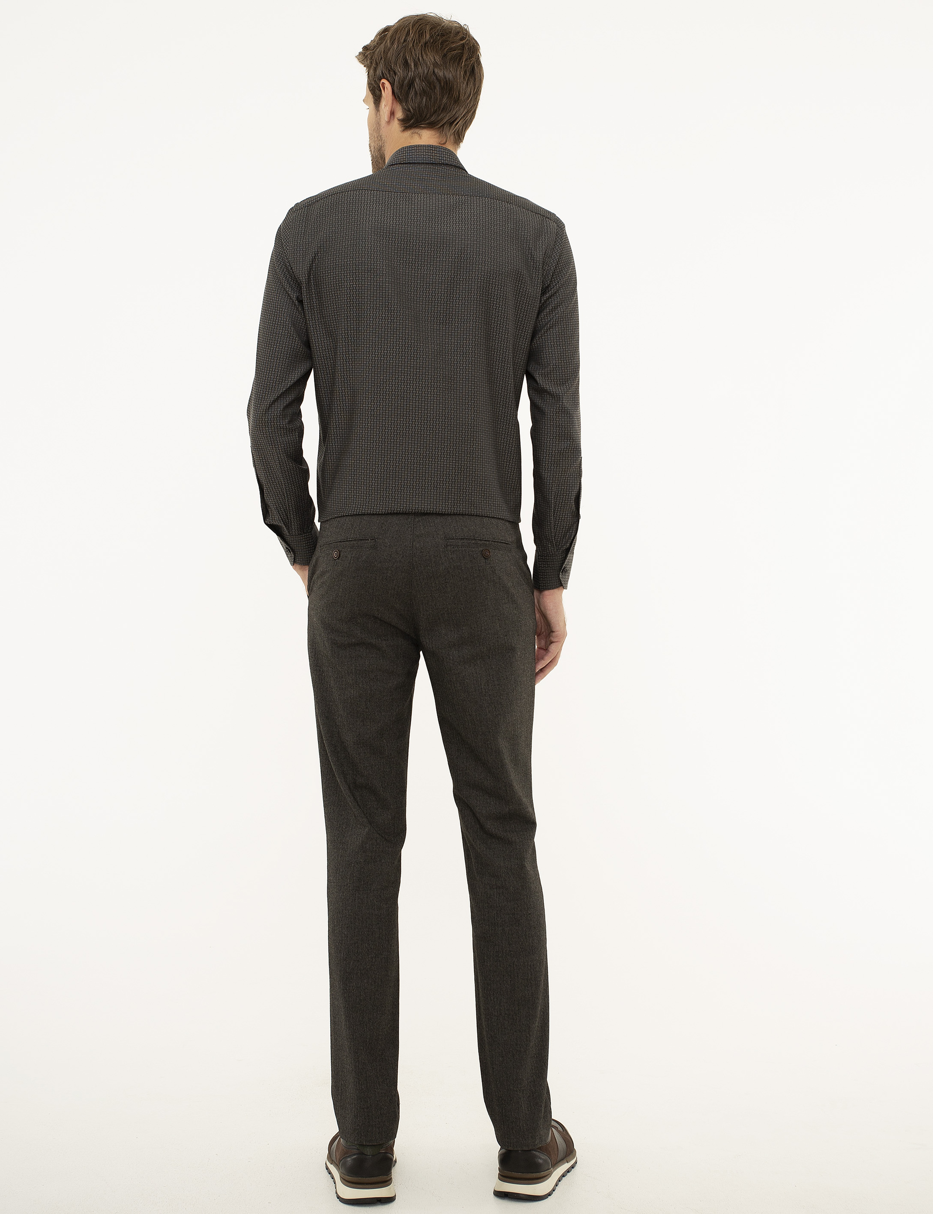 Kahverengi Slim Fit Kanvas Pantolon