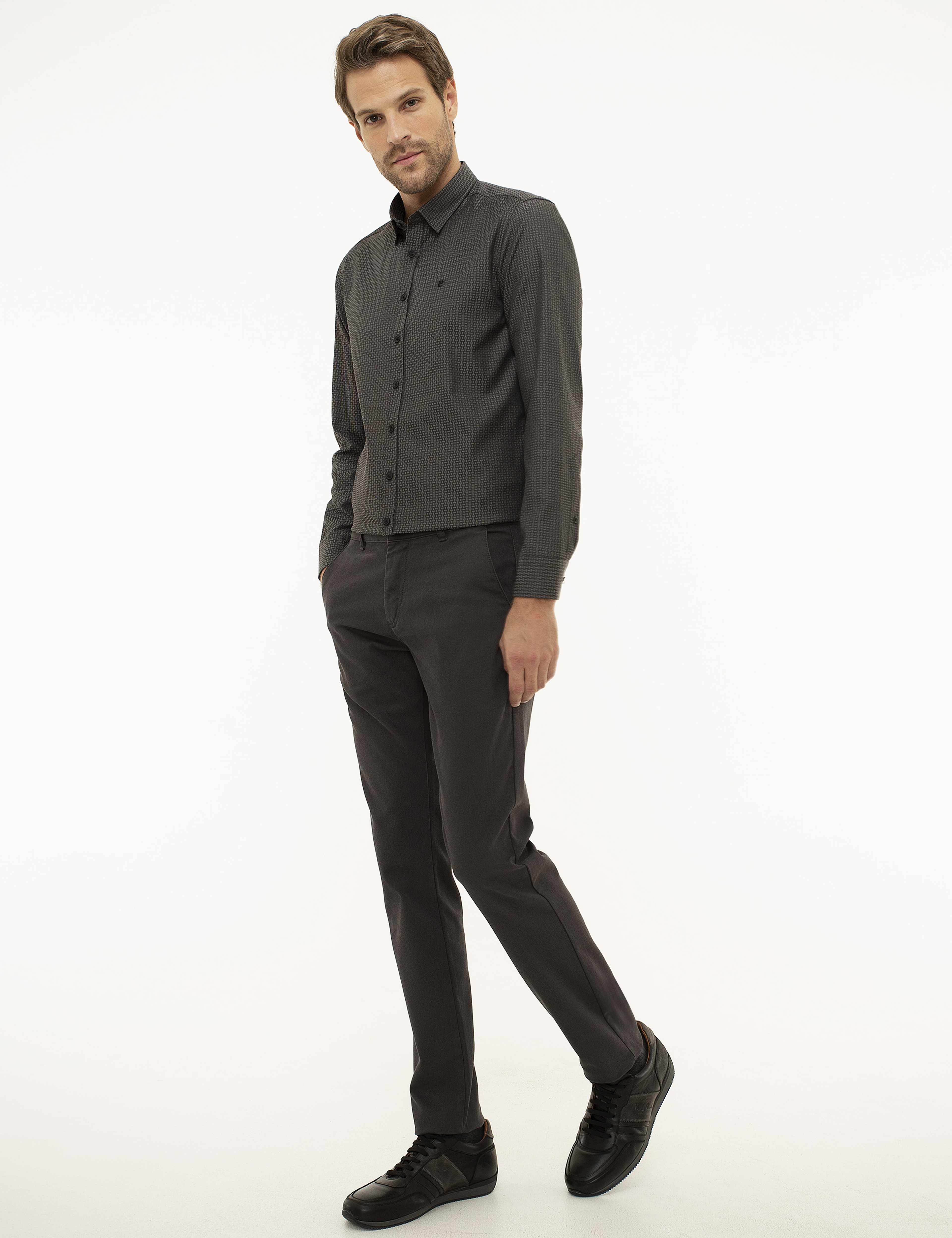 Antrasit Slim Fit Kanvas Pantolon - Image 2