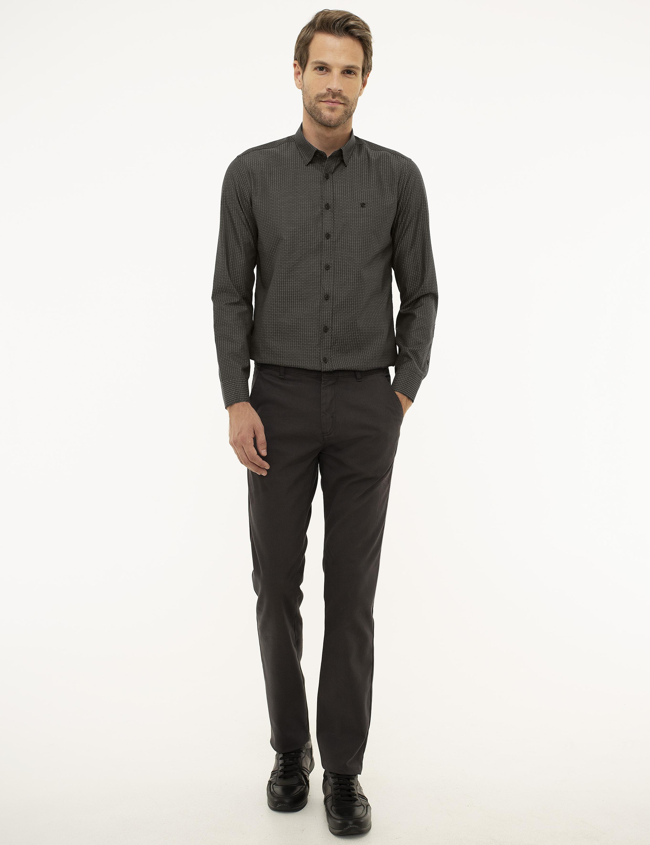 Antrasit Slim Fit Kanvas Pantolon