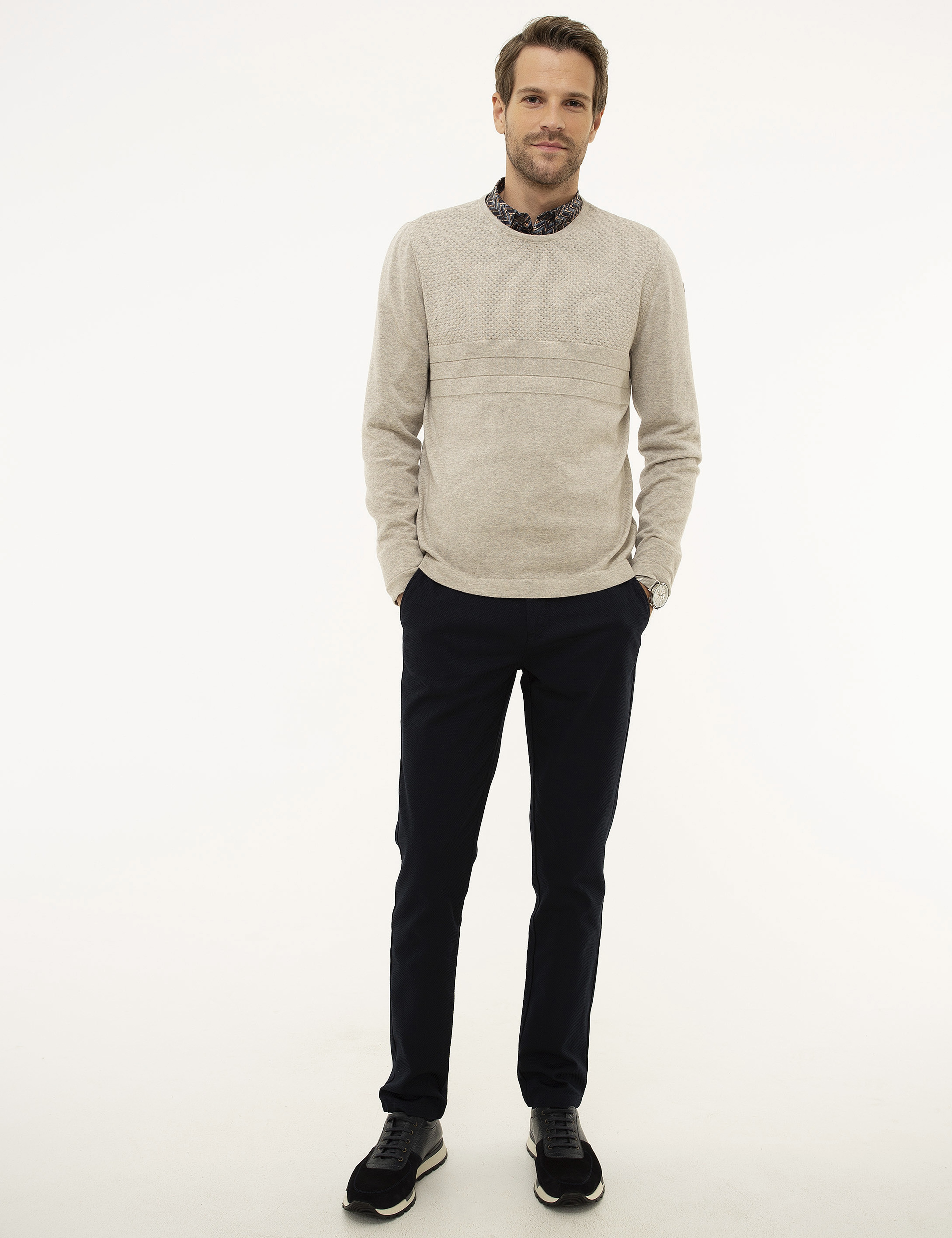 Kum Melanj Slim Fit Bisiklet Yaka Triko Kazak - Image 5