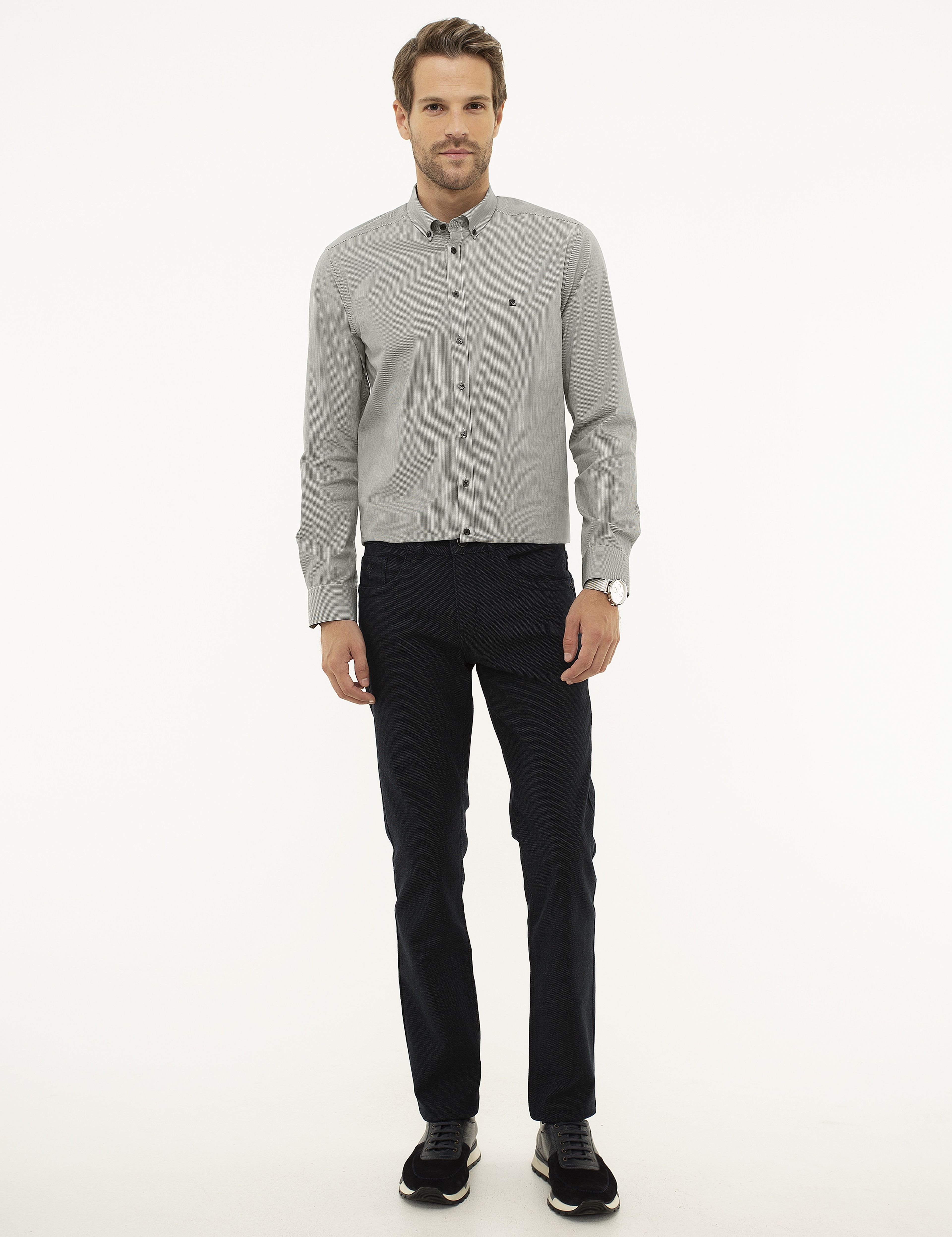 Lacivert Slim Fit Chino Pantolon - Image 1