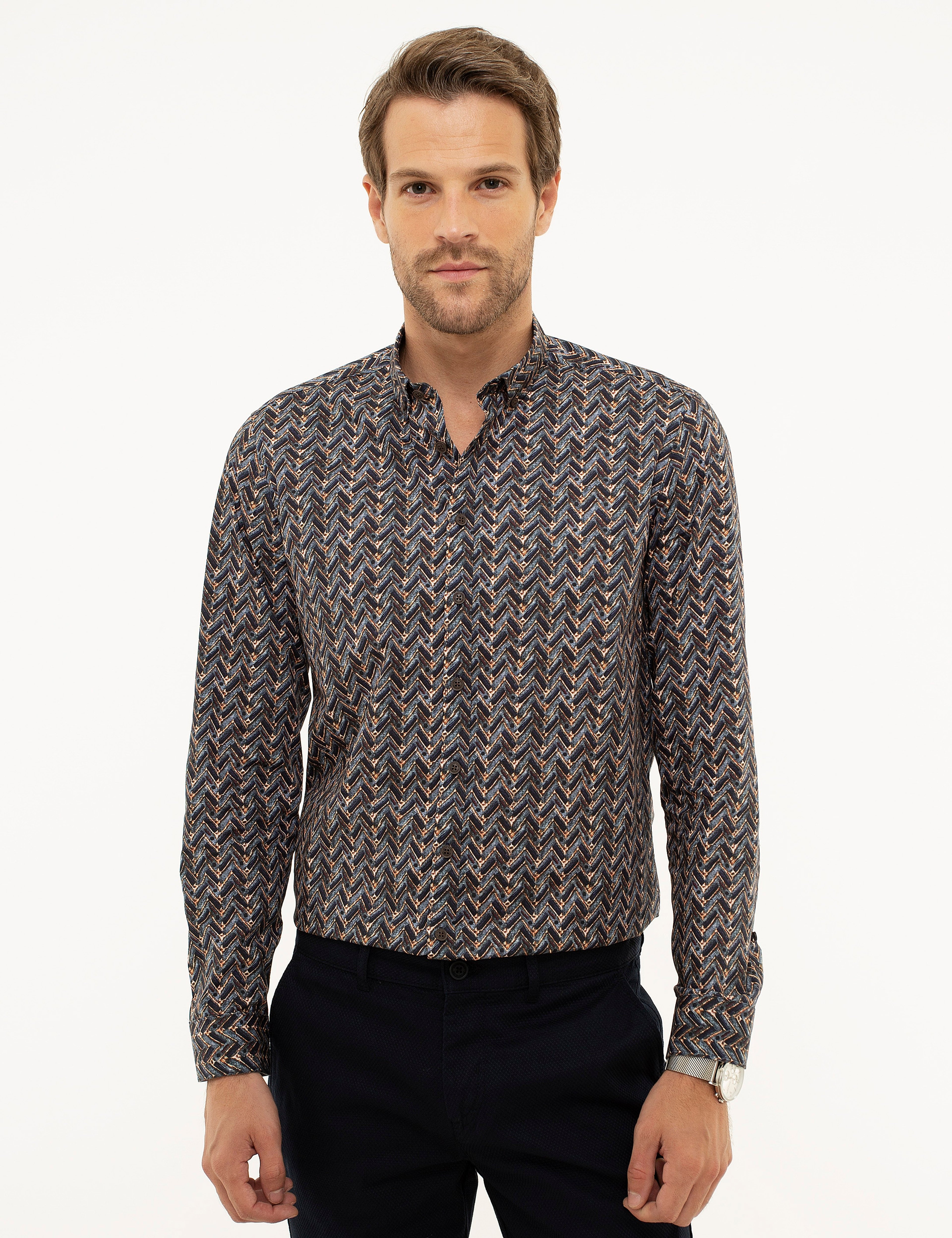 Lacivert Slim Fit Gömlek - Image 1