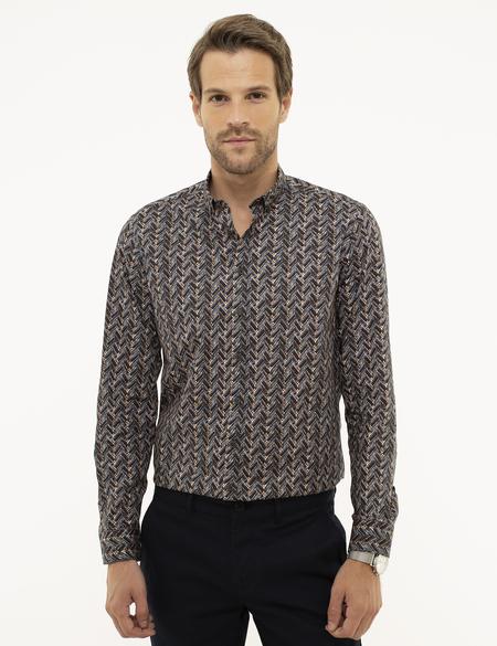 Lacivert Slim Fit Uzun Kollu Gömlek - 50209324008