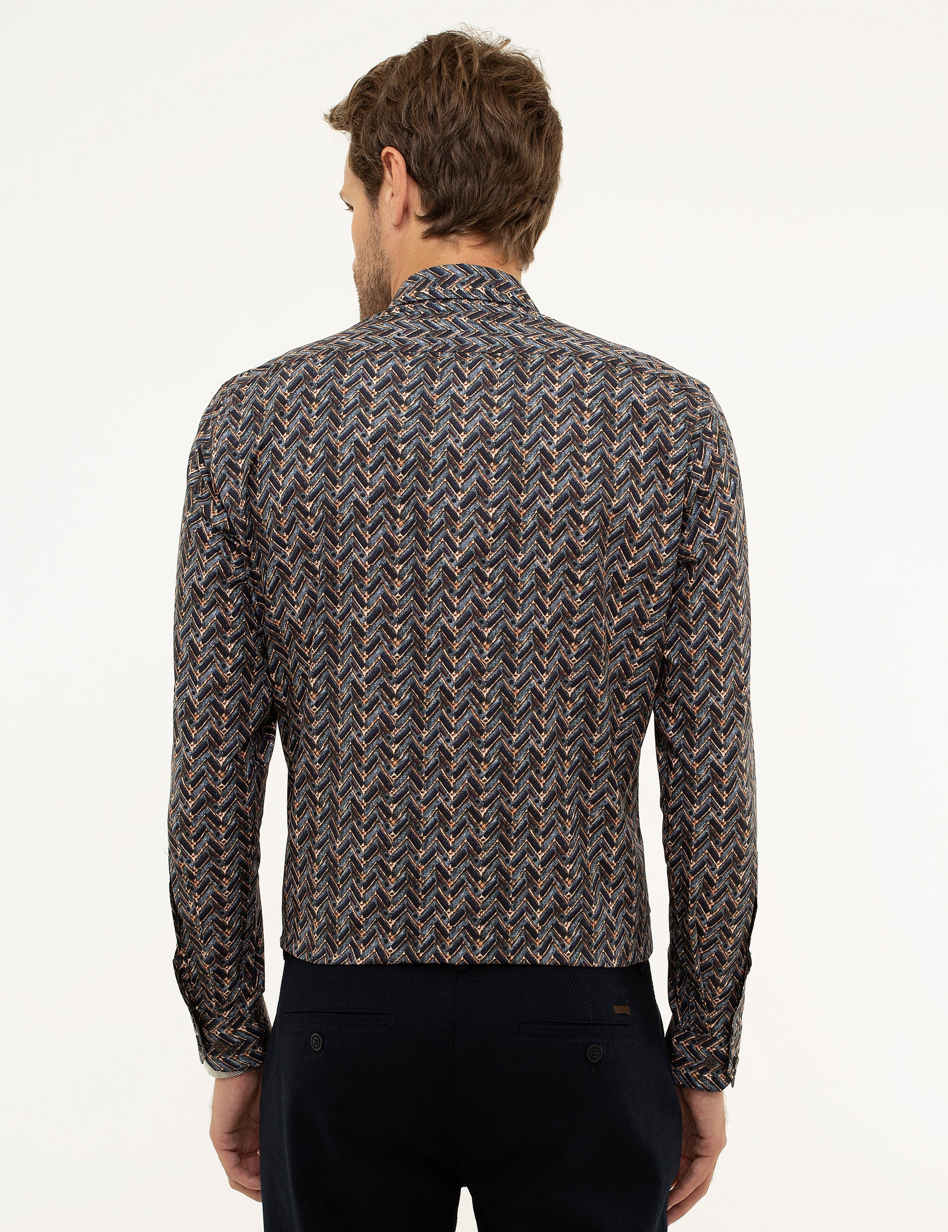 Lacivert Slim Fit Gömlek - Image 3
