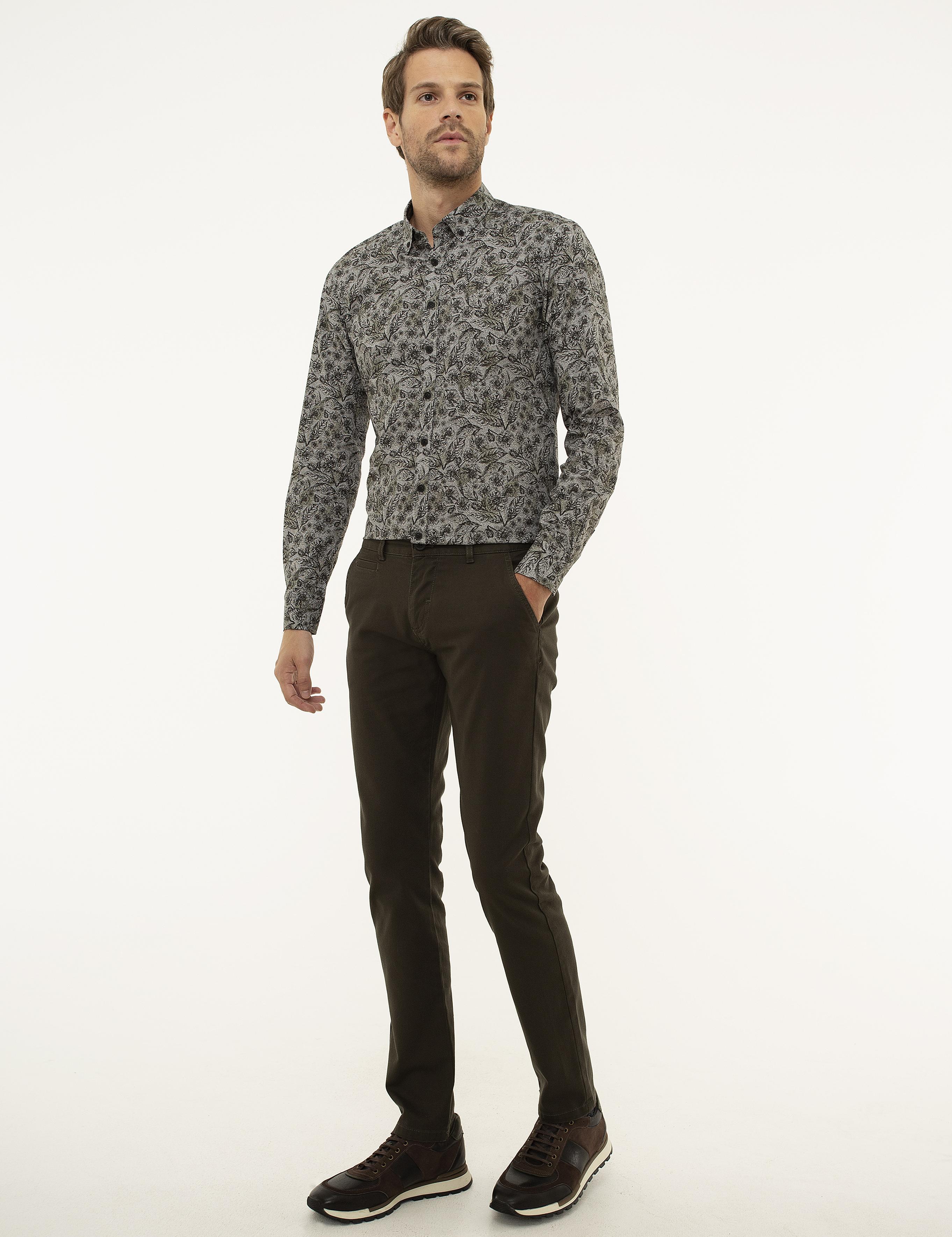 Haki Slim Fit Kanvas Pantolon