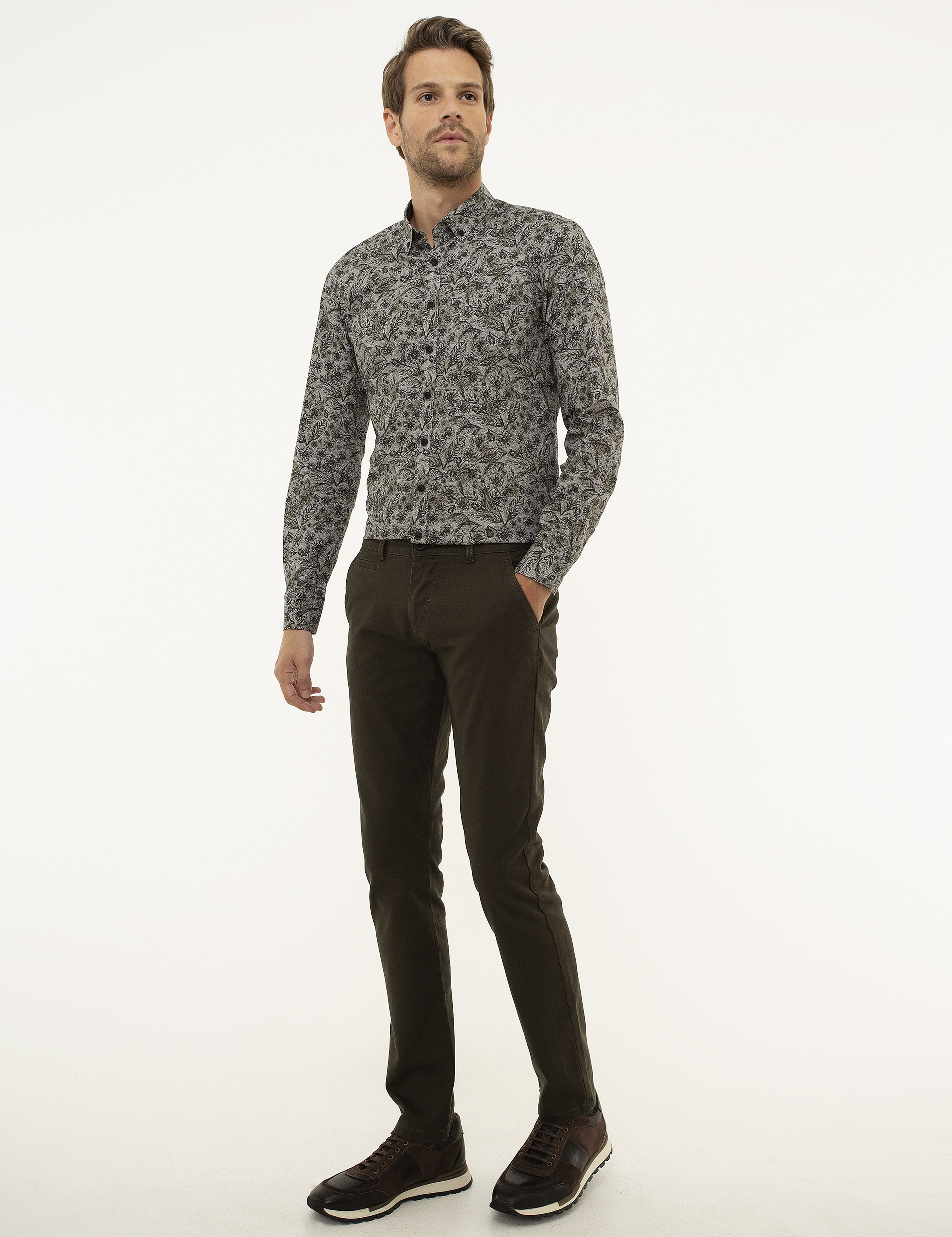 Haki Slim Fit Kanvas Pantolon - Image 2