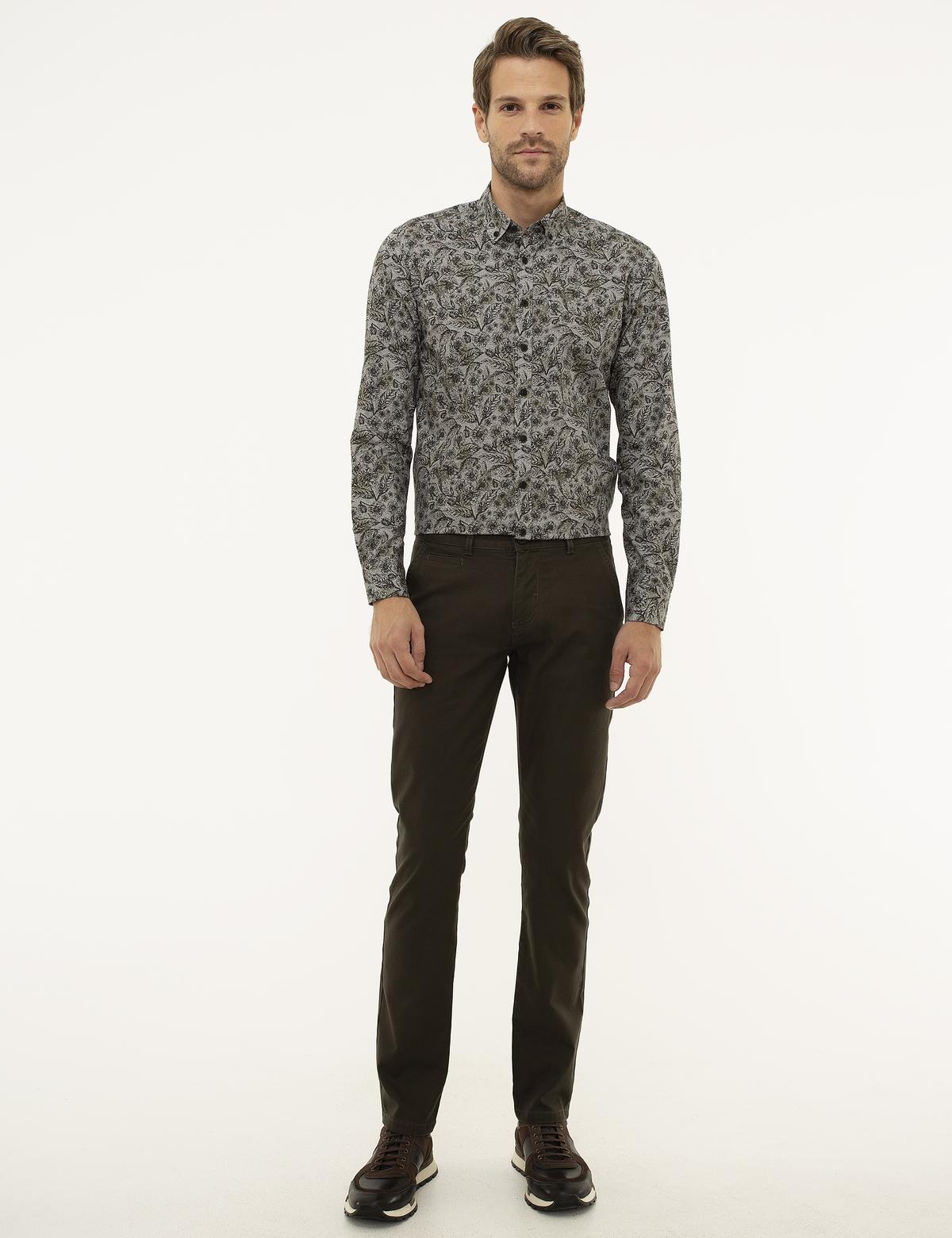 Haki Slim Fit Kanvas Pantolon