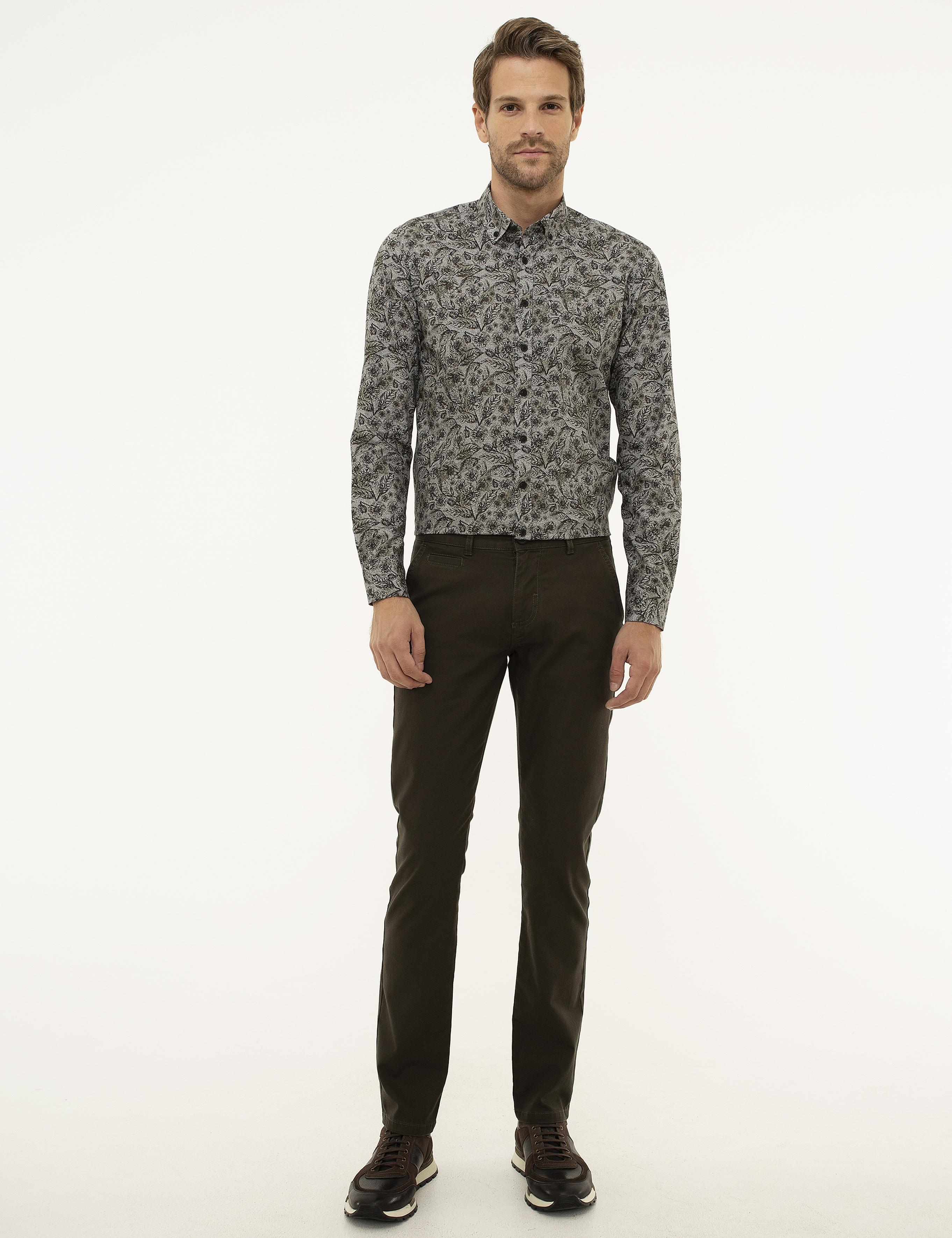 Haki Slim Fit Kanvas Pantolon