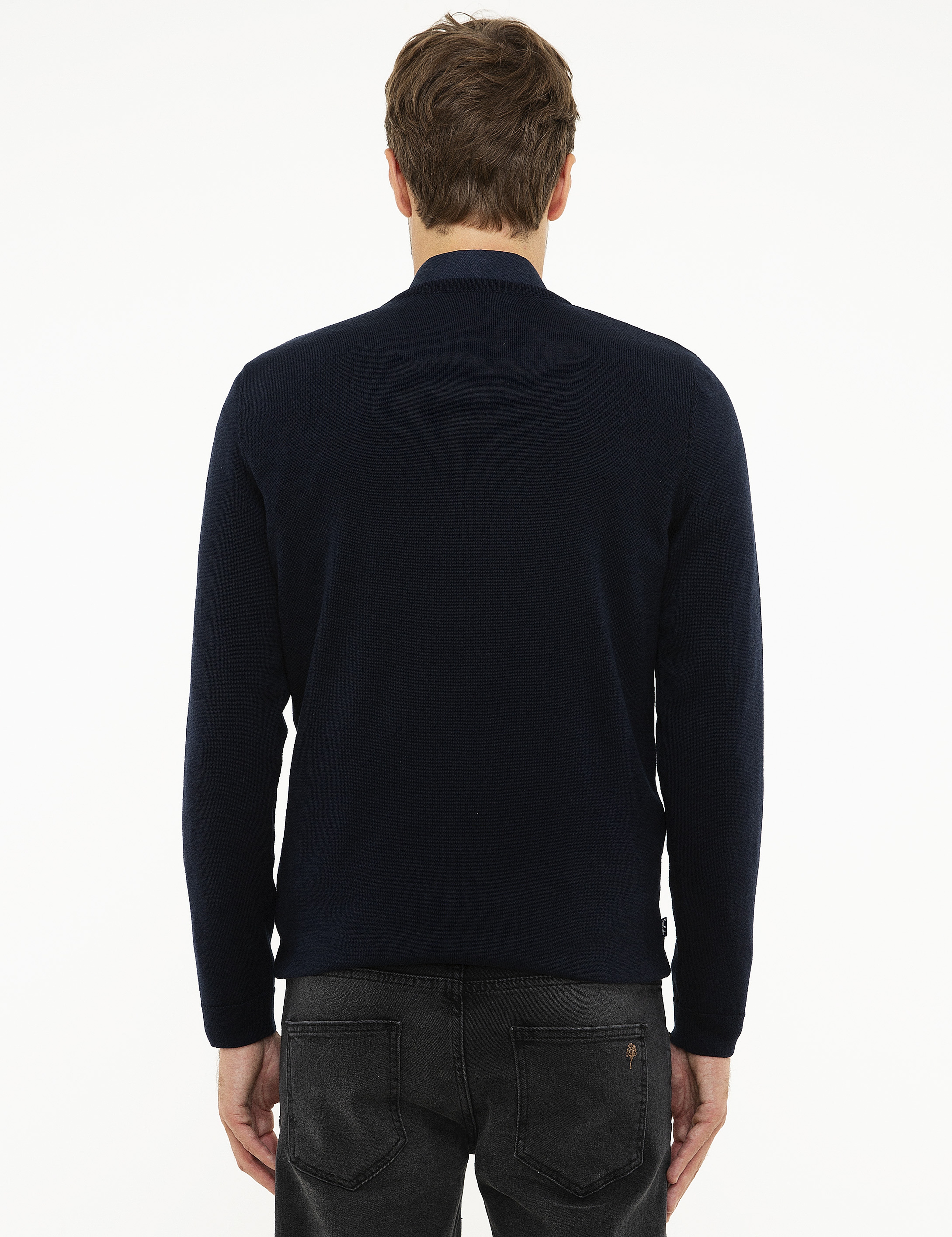 Koyu Lacivert Slim Fit Kazak - Image 4