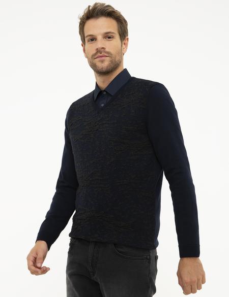 Koyu Lacivert Slim Fit Kazak - 50210609041