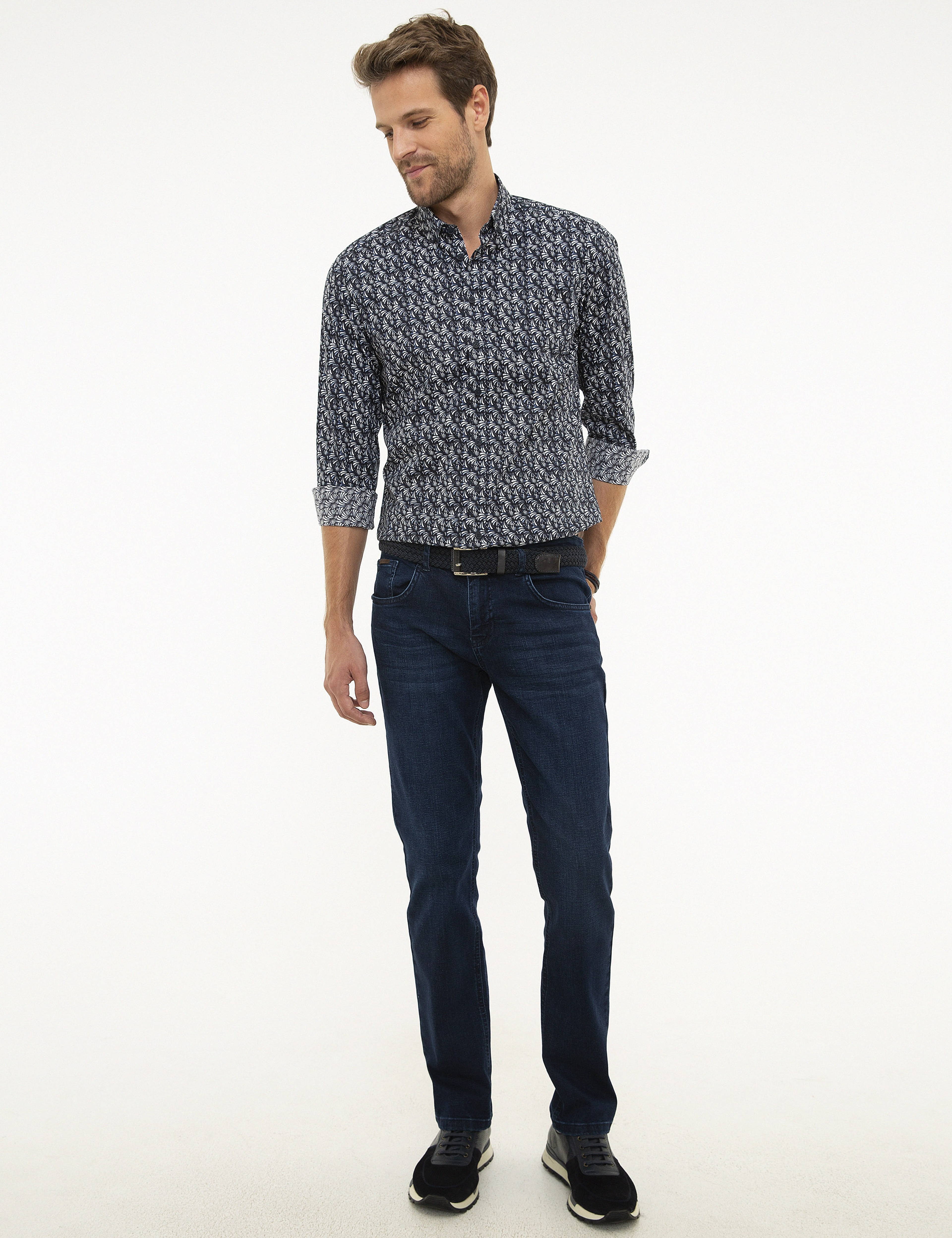 Lacivert Slim Fit Uzun Kollu Gömlek - Image 4