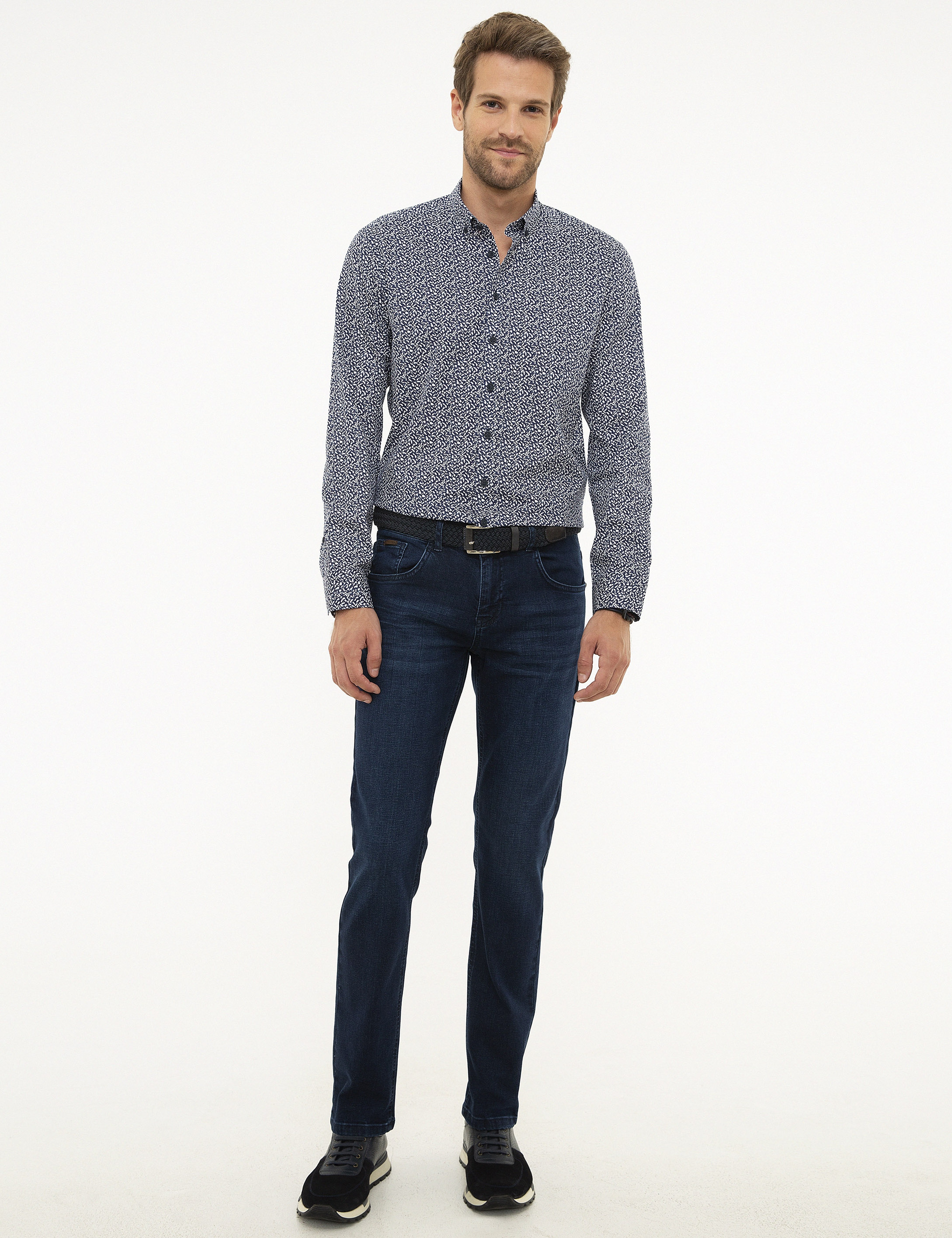 Lacivert Slim Fit Uzun Kollu Gömlek - Image 4