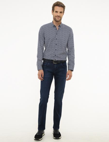 Lacivert Slim Fit Uzun Kollu Gömlek - 50209589001