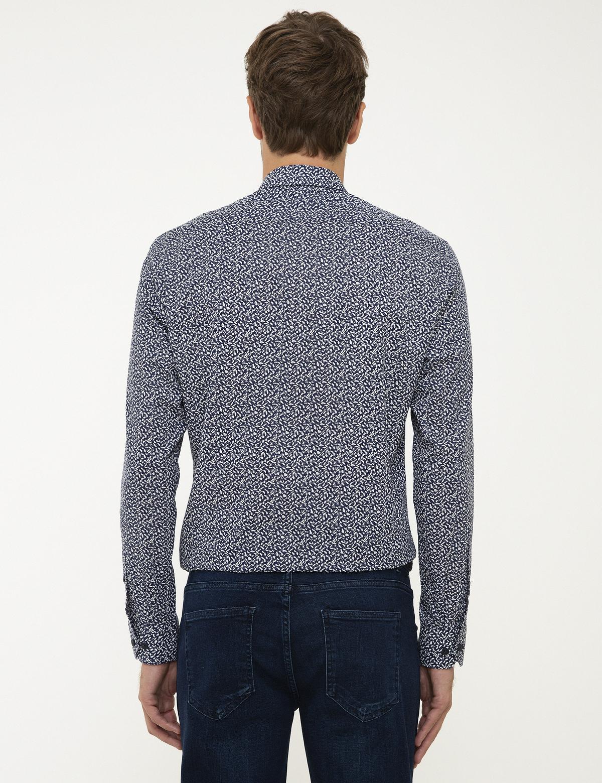 Lacivert Slim Fit Uzun Kollu Gömlek - 50209589001