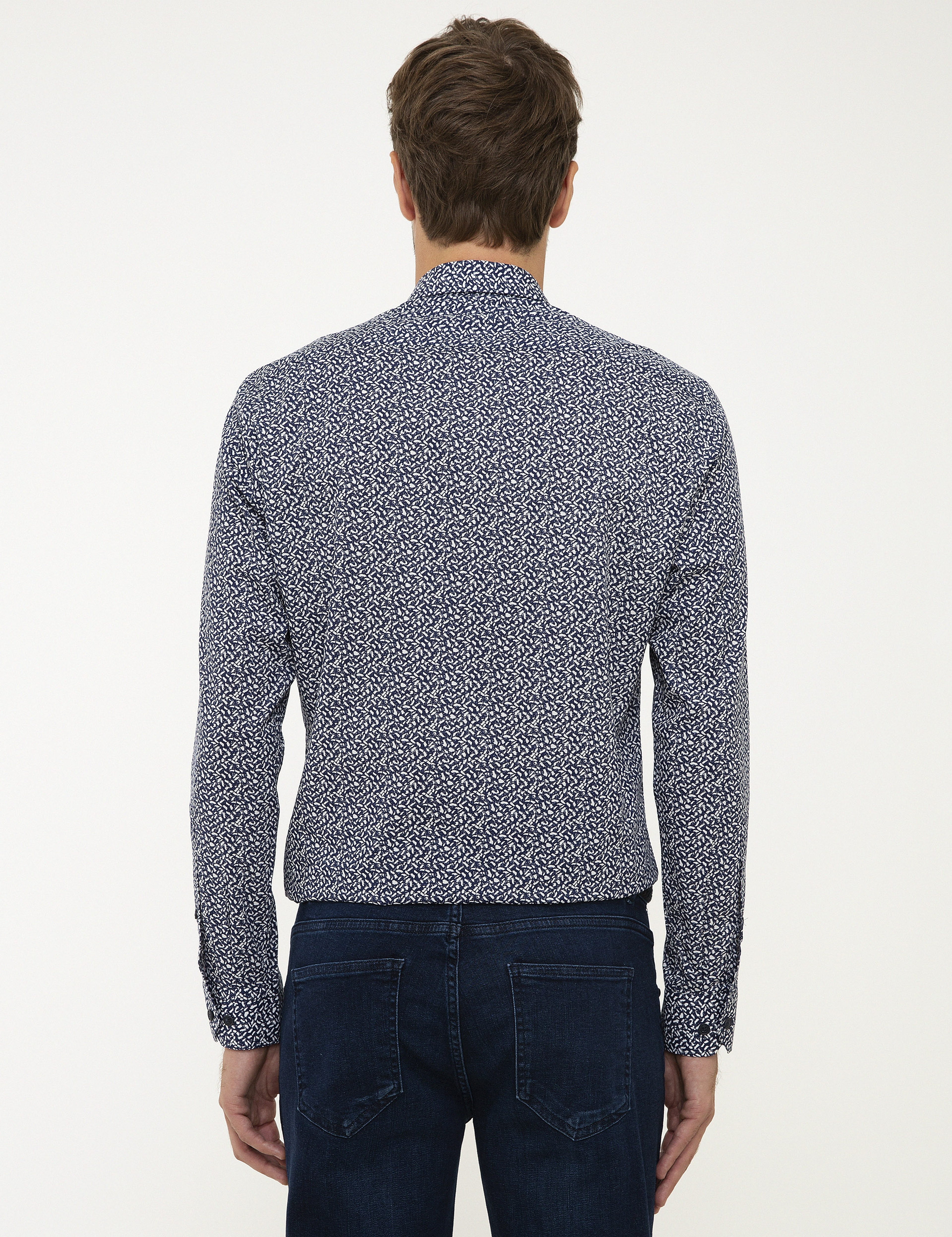 Lacivert Slim Fit Uzun Kollu Gömlek - Image 3