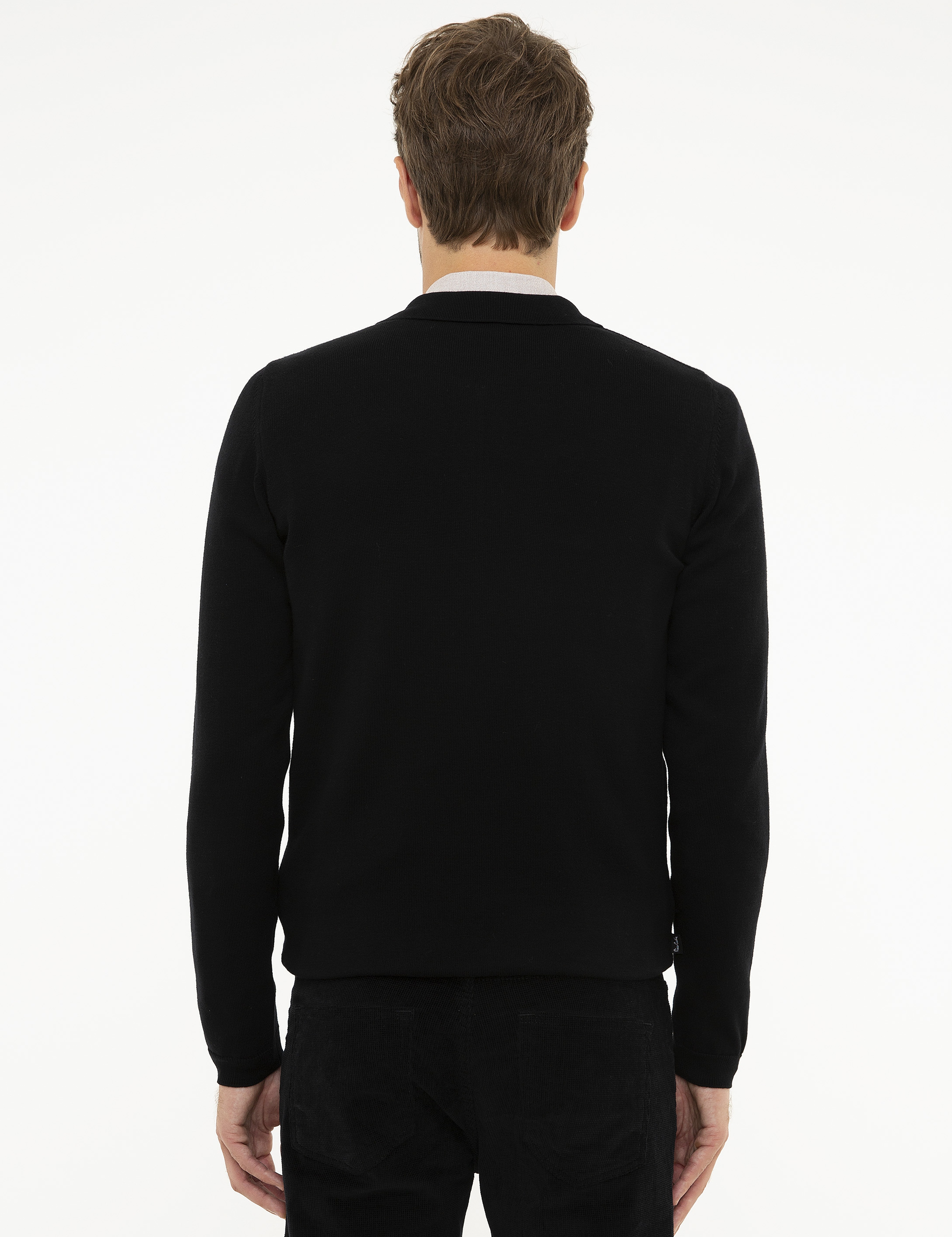 Siyah Slim Fit Triko Kazak - Image 4