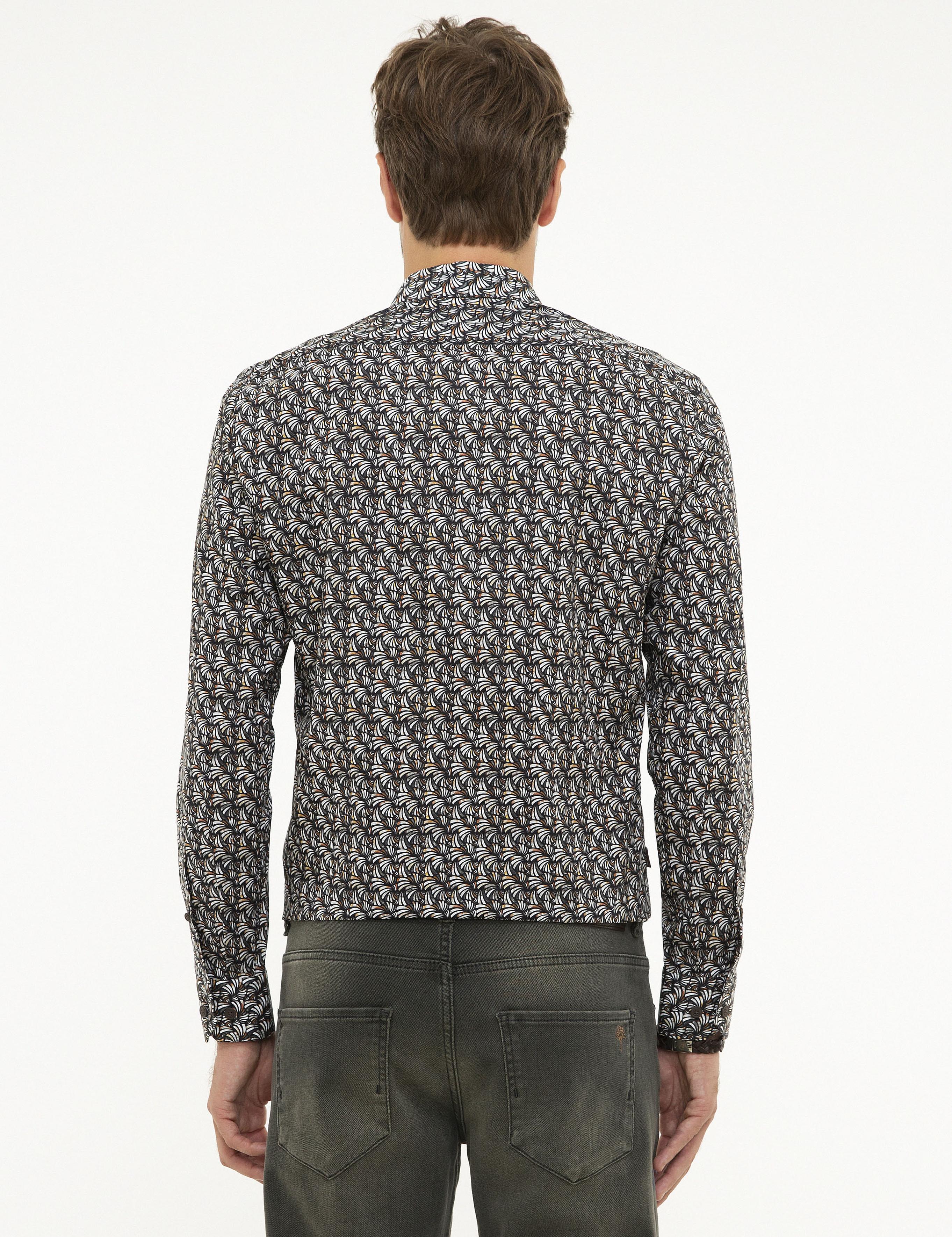 Kahverengi Slim Fit Uzun Kollu Gömlek