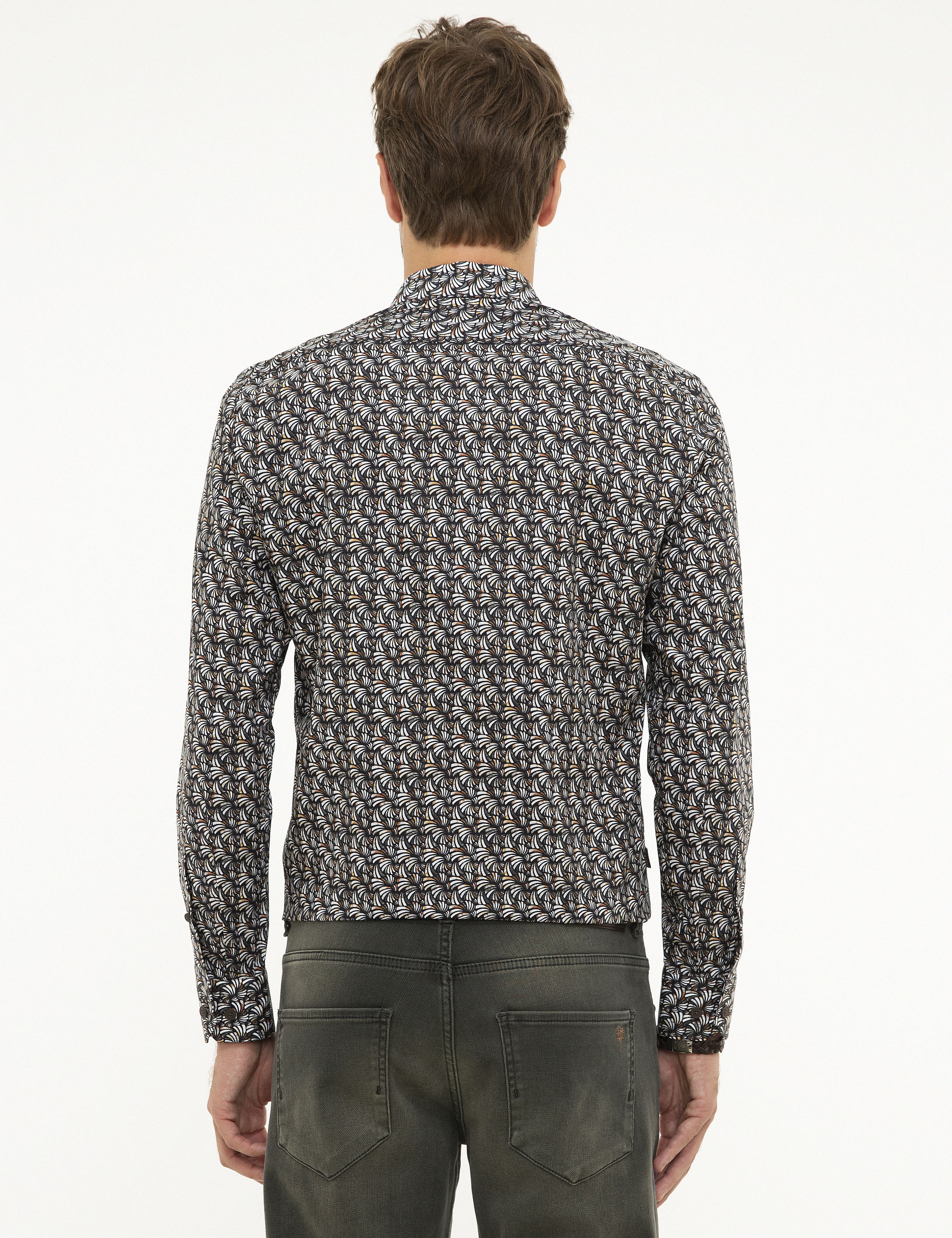 Kahverengi Slim Fit Uzun Kollu Gömlek - Image 3