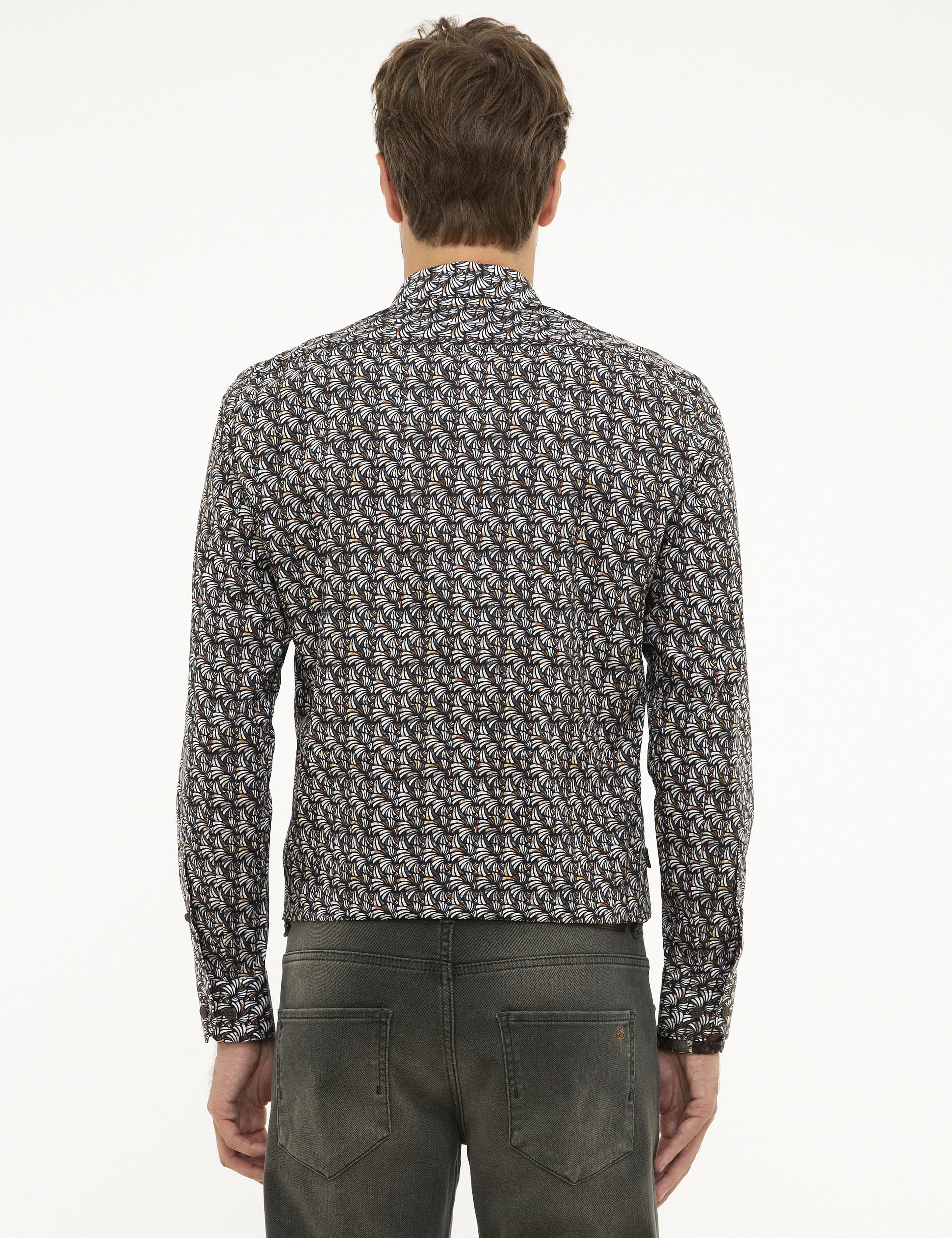 Kahverengi Slim Fit Uzun Kollu Gömlek