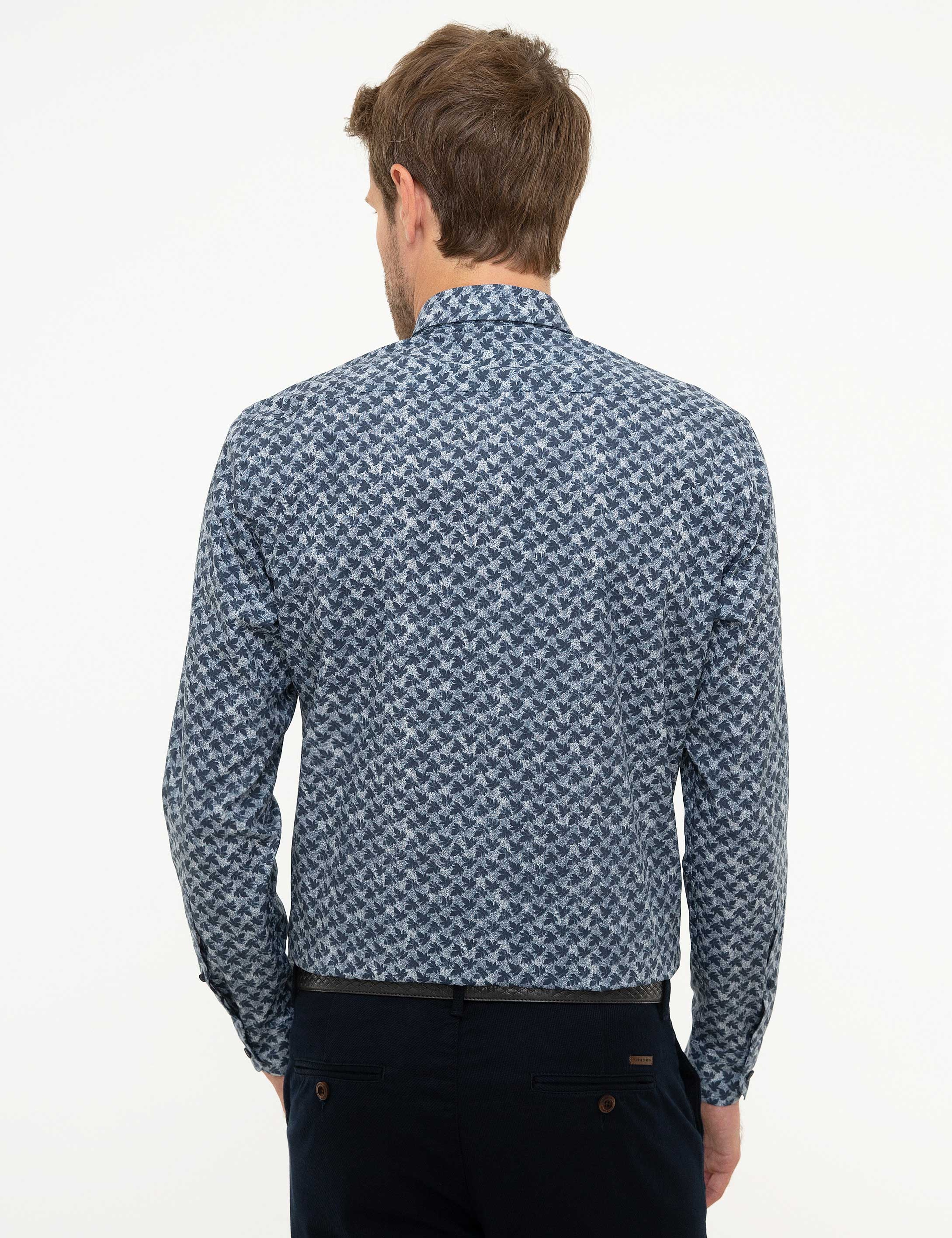 Lacivert Slim Fit Uzun Kollu Gömlek - Image 3