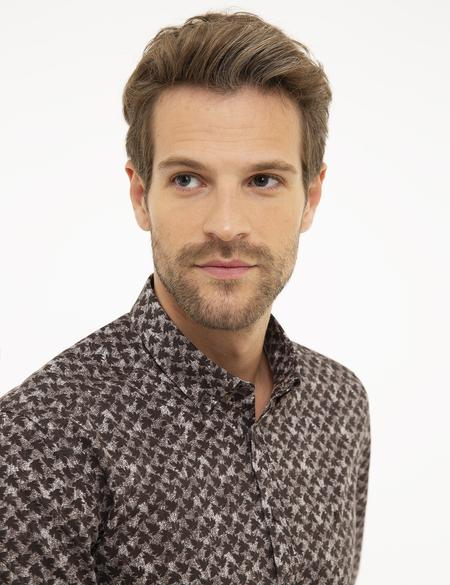 Kahverengi Slim Fit Uzun Kollu Gömlek - 50209565019