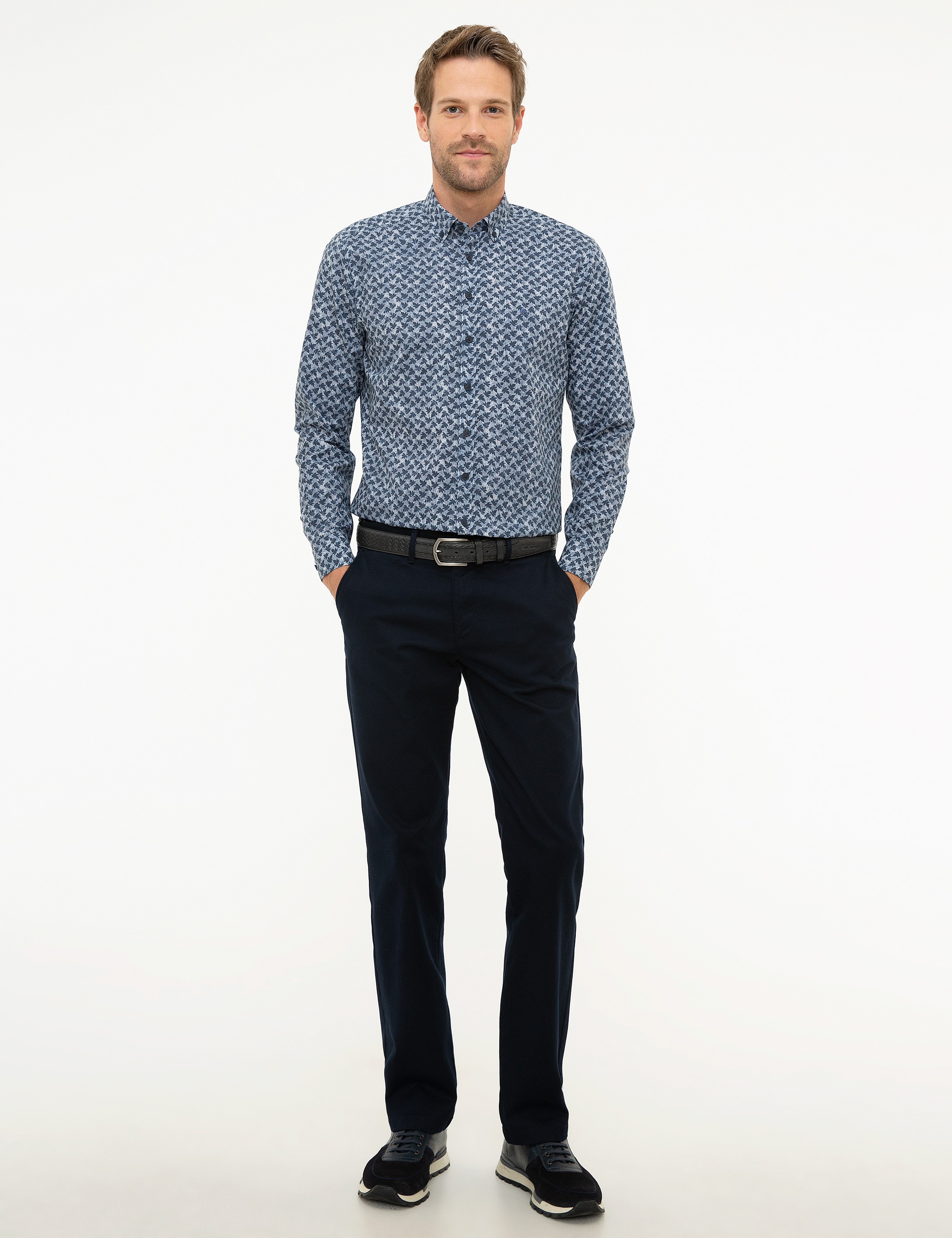 Lacivert Slim Fit Uzun Kollu Gömlek
