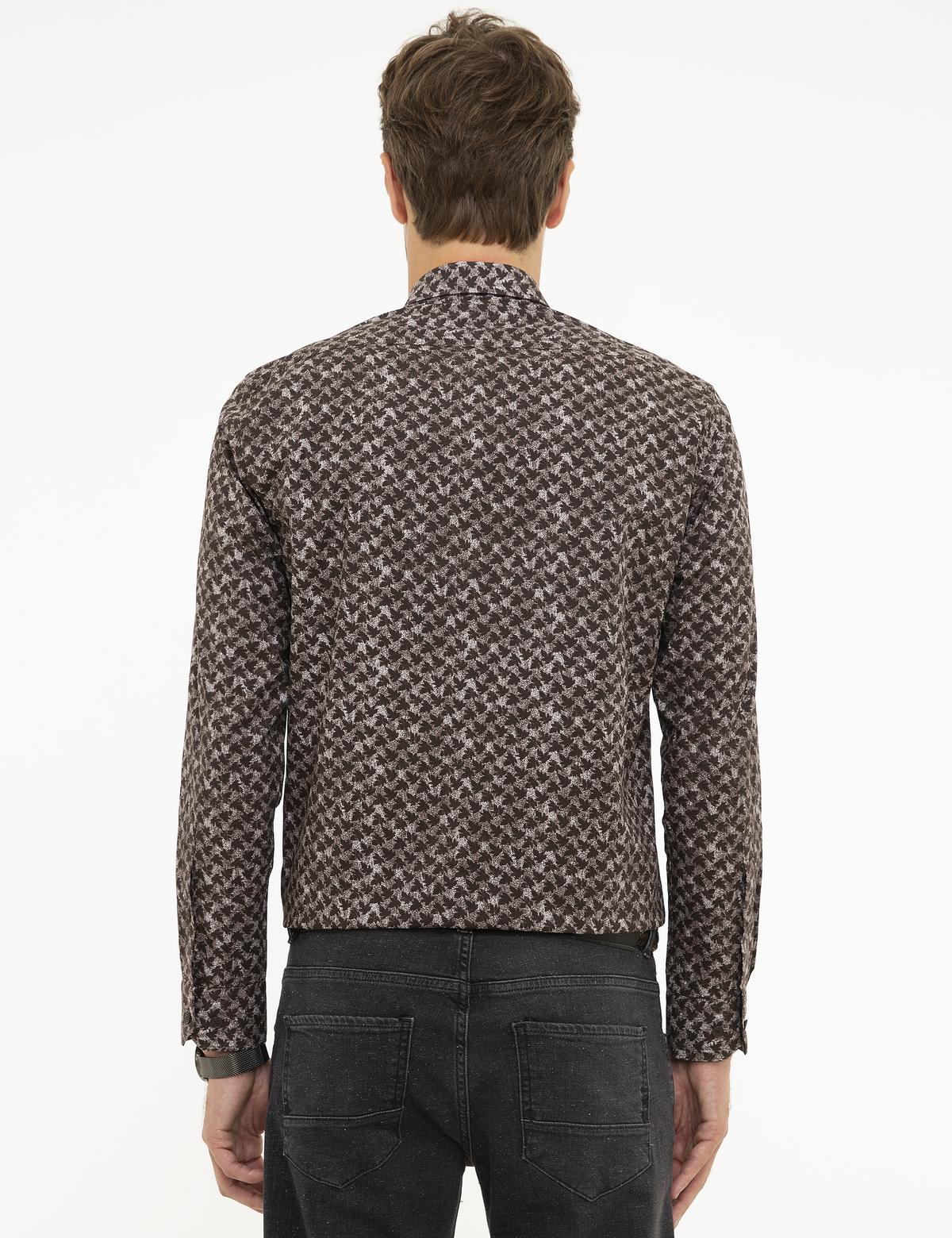 Kahverengi Slim Fit Uzun Kollu Gömlek - 50209565019