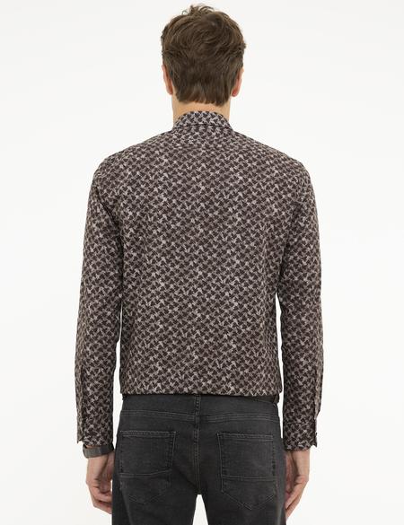 Kahverengi Slim Fit Uzun Kollu Gömlek - 50209565019