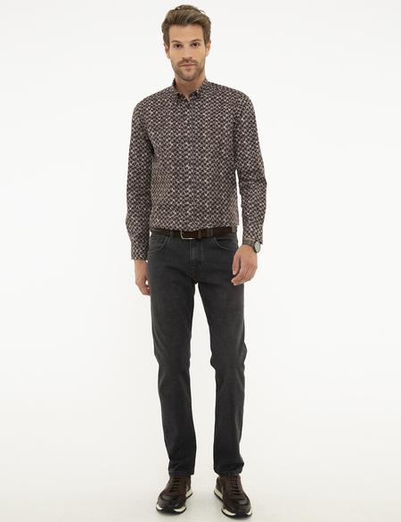 Kahverengi Slim Fit Uzun Kollu Gömlek - 50209565019