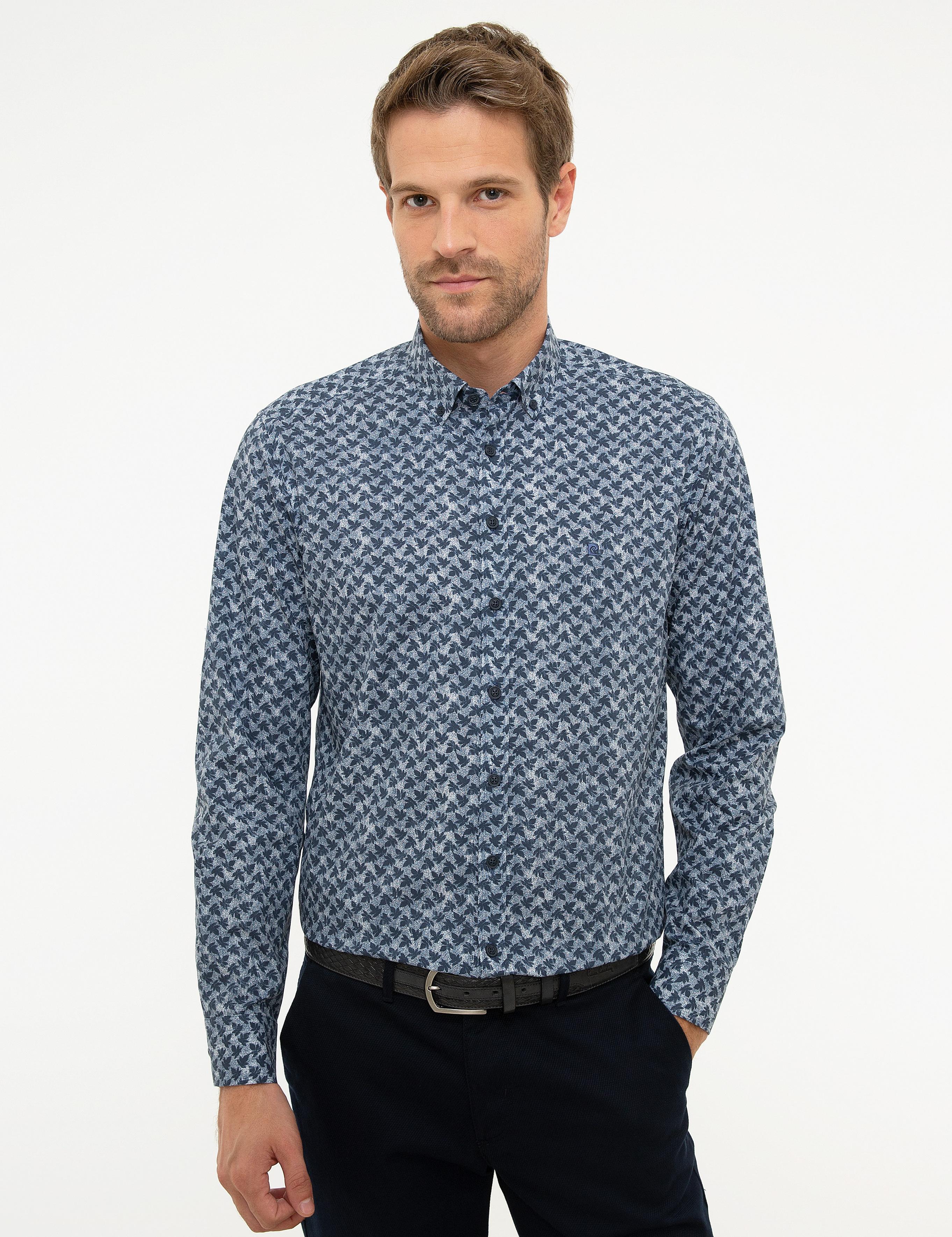 Lacivert Slim Fit Uzun Kollu Gömlek