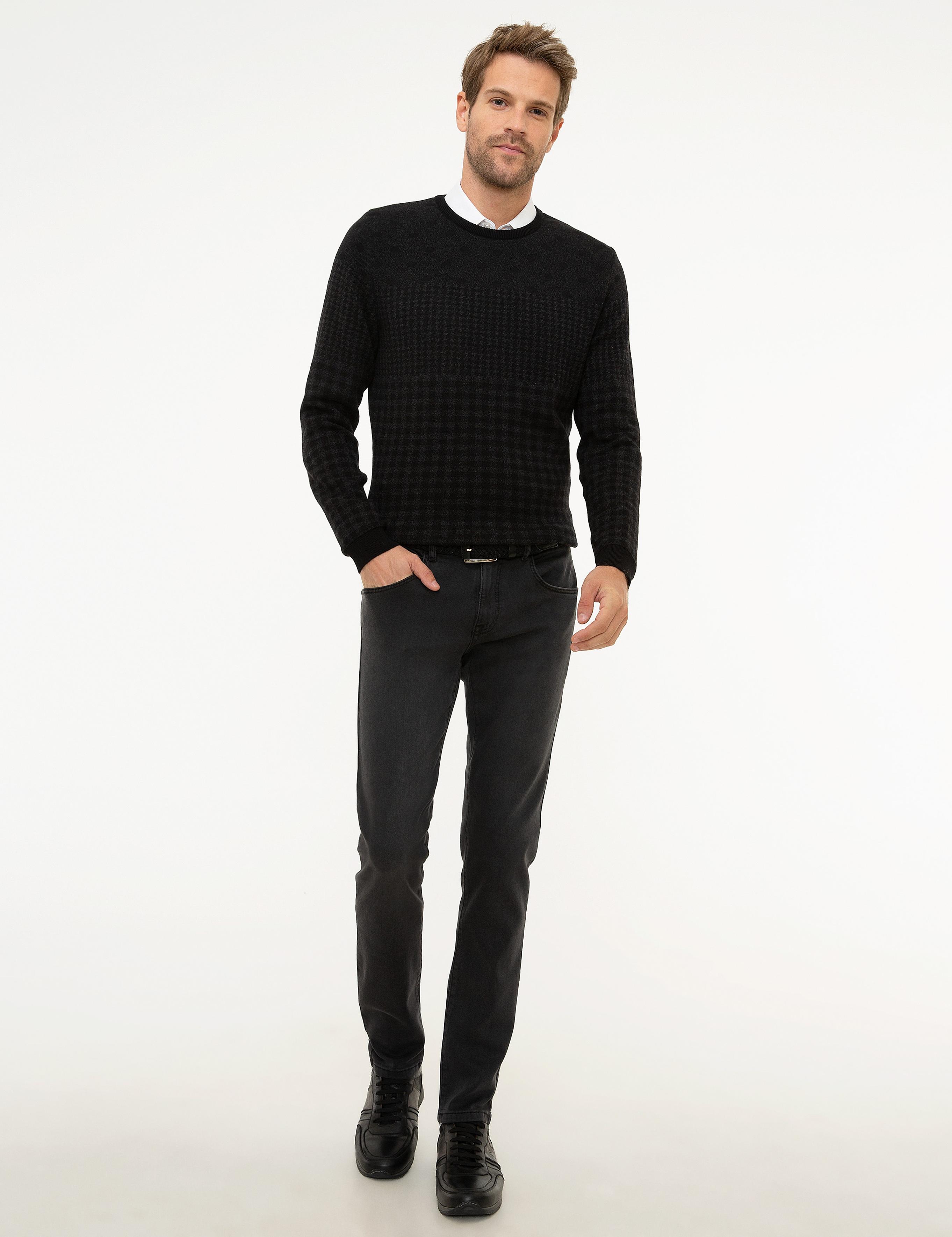 Siyah Slim Fit Triko Kazak