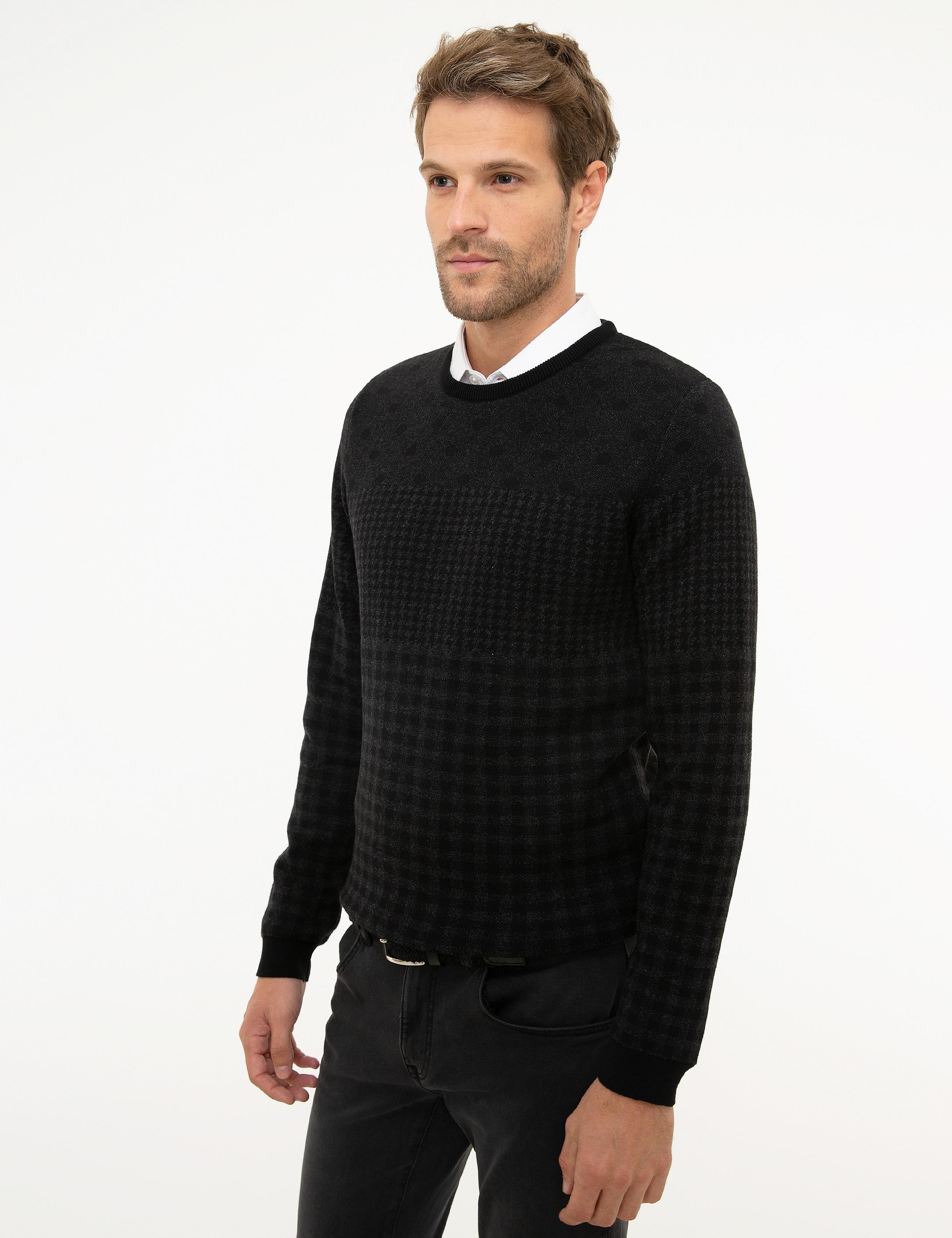 Siyah Slim Fit Triko Kazak