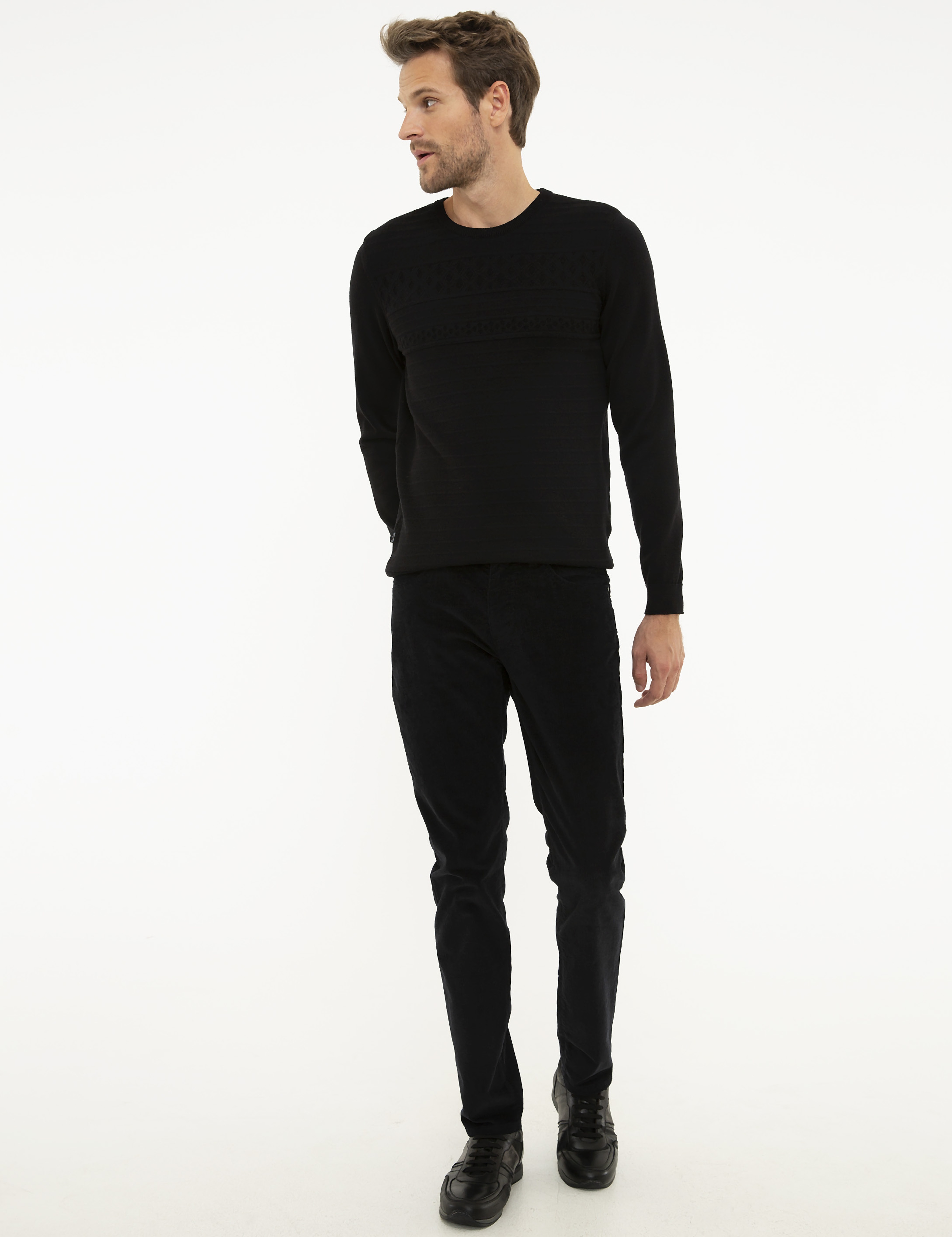 Siyah Slim Fit Kazak - Image 5