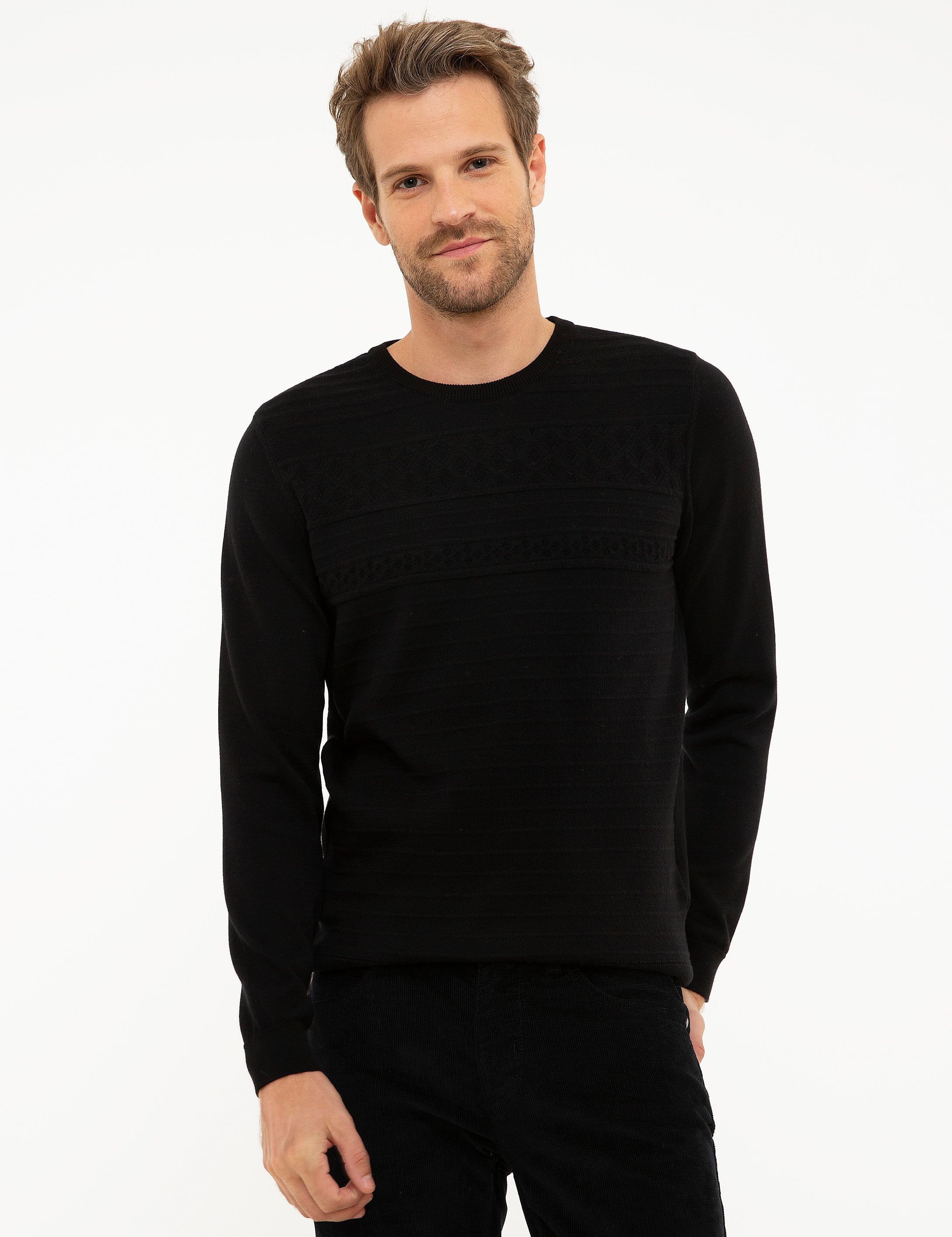 Siyah Slim Fit Kazak