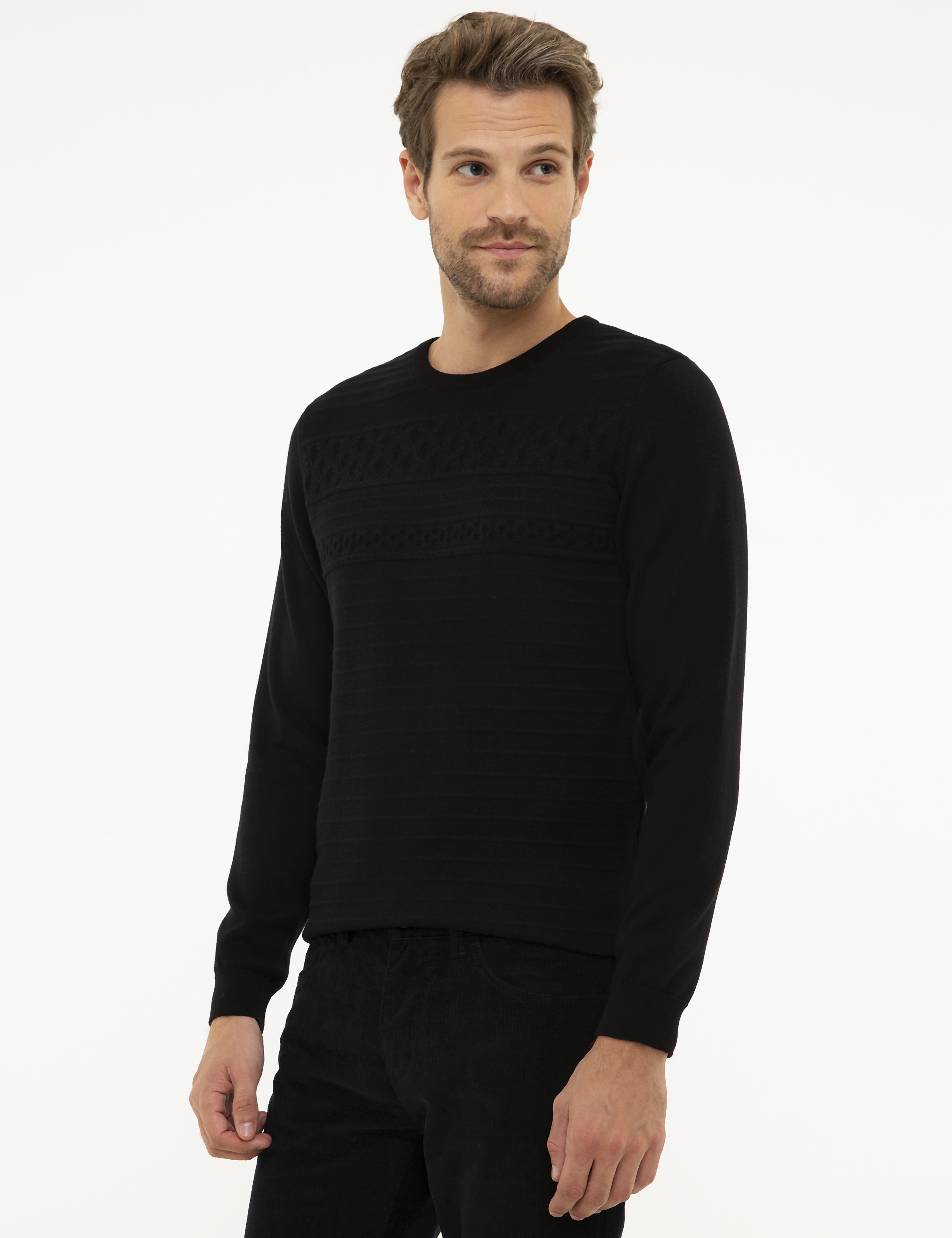 Siyah Slim Fit Kazak