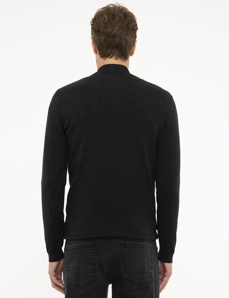 Antrasit Melanj Slim Fit V Yaka Triko Kazak - 50210609031